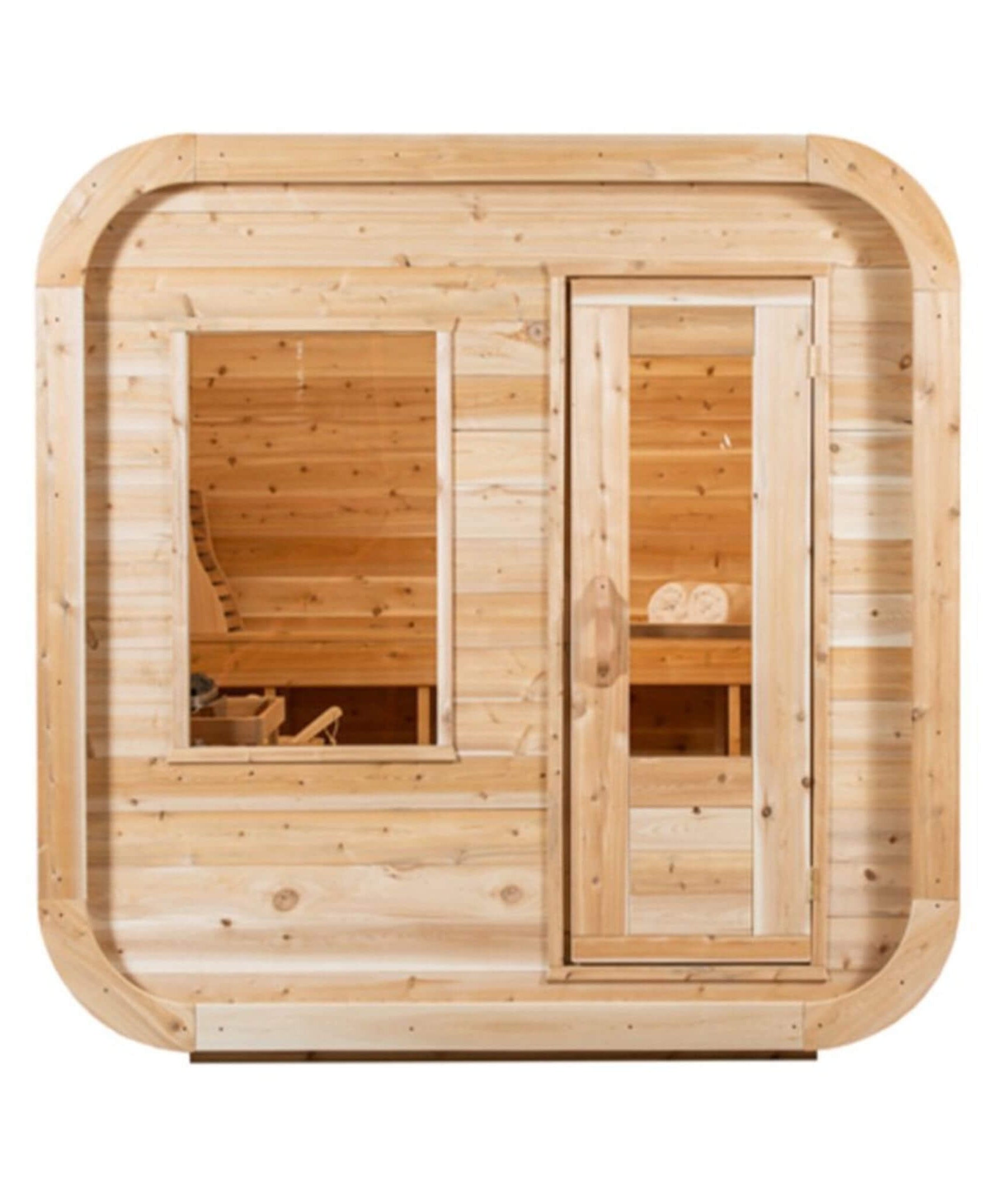 Dundalk Leisurecraft 4-Person Canadian Timber Luna Cube Sauna With Sloped Roof And Front Window [CTC22LU] (SAK96475)