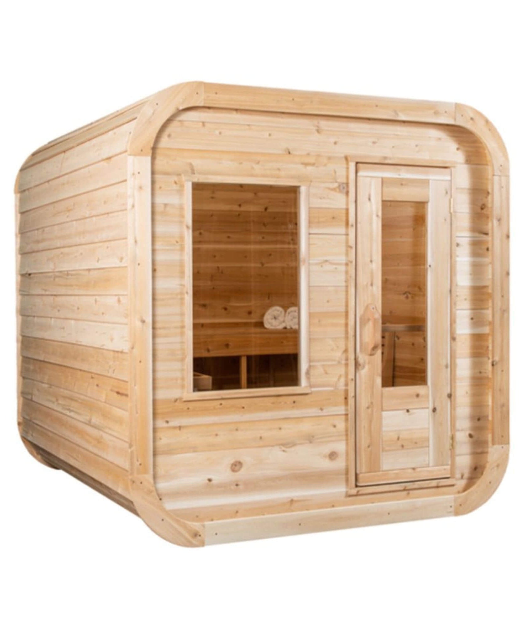 Dundalk Leisurecraft 4-Person Canadian Timber Luna Cube Sauna With Sloped Roof And Front Window [CTC22LU] (SAK96475)
