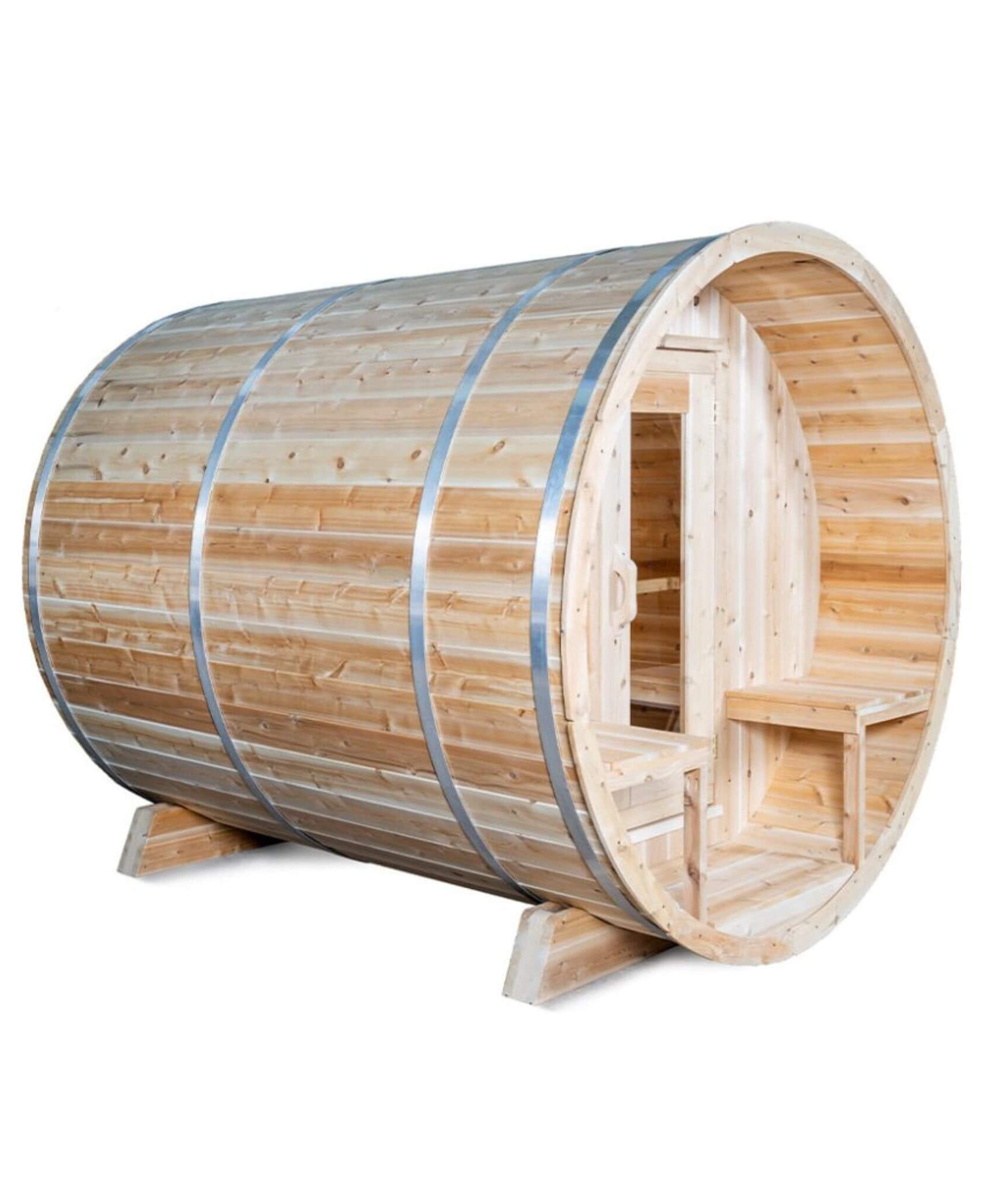 Dundalk Leisurecraft 4-Person Canadian Timber Serenity Barrel Sauna With Solid Wood Benches [CTC2245W] (SAK94862)