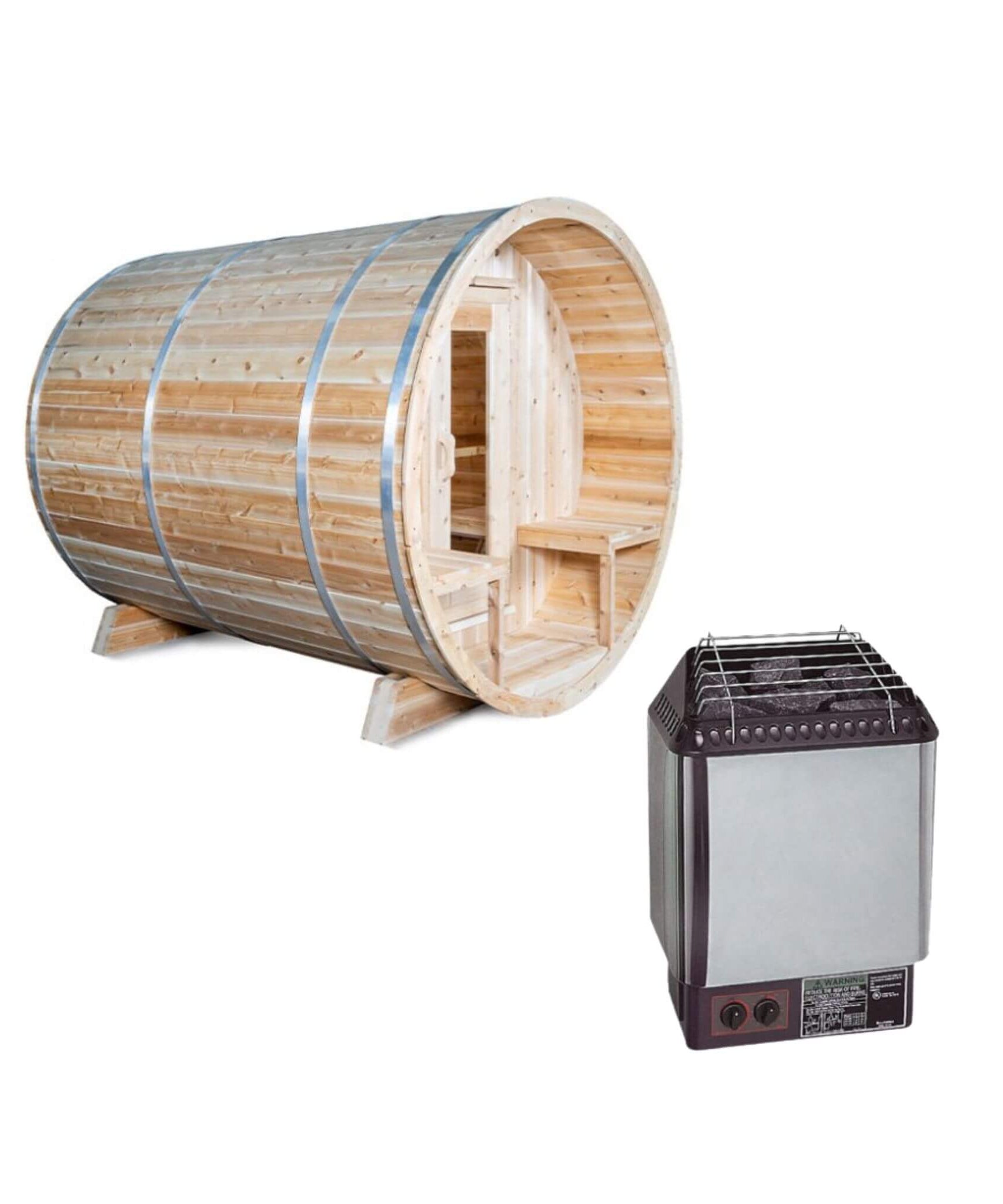 Dundalk Leisurecraft 4-Person Canadian Timber Serenity Barrel Sauna With Solid Wood Benches [CTC2245W] (SAK94862)