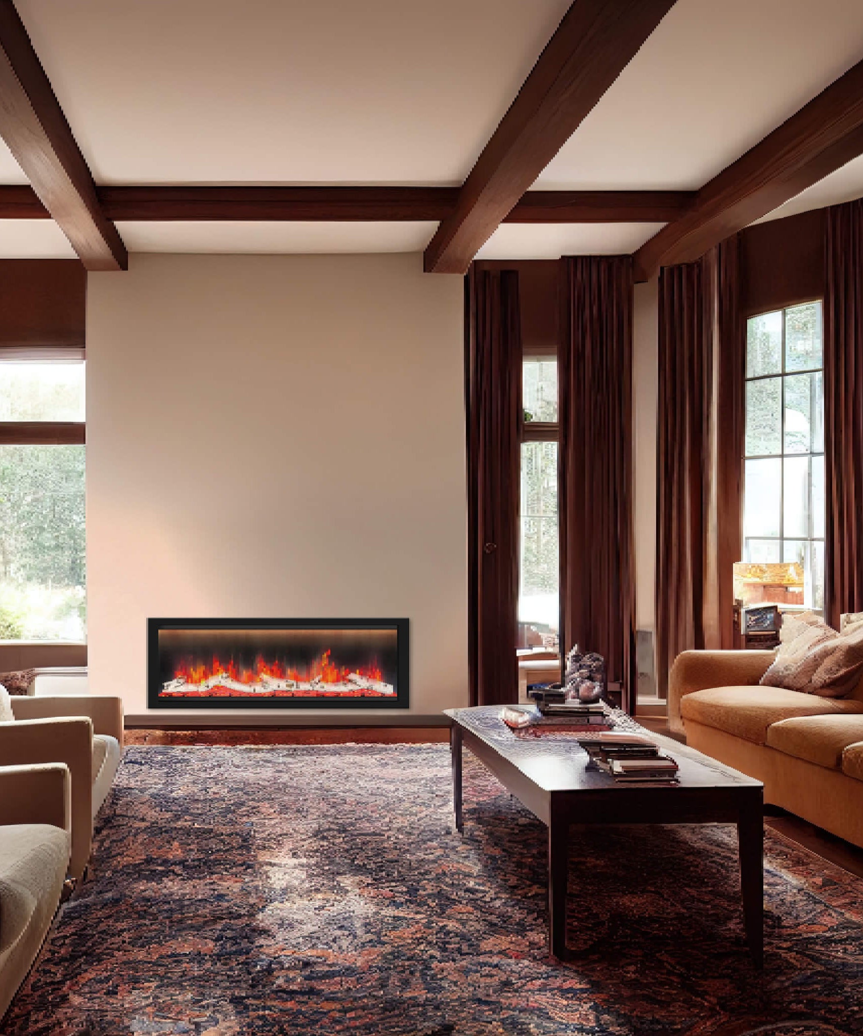 Dynasty Allegro 58-Inch Smart Linear Electric Fireplace With Heater Timer Settings [DY-BFM58] (SAK23948)