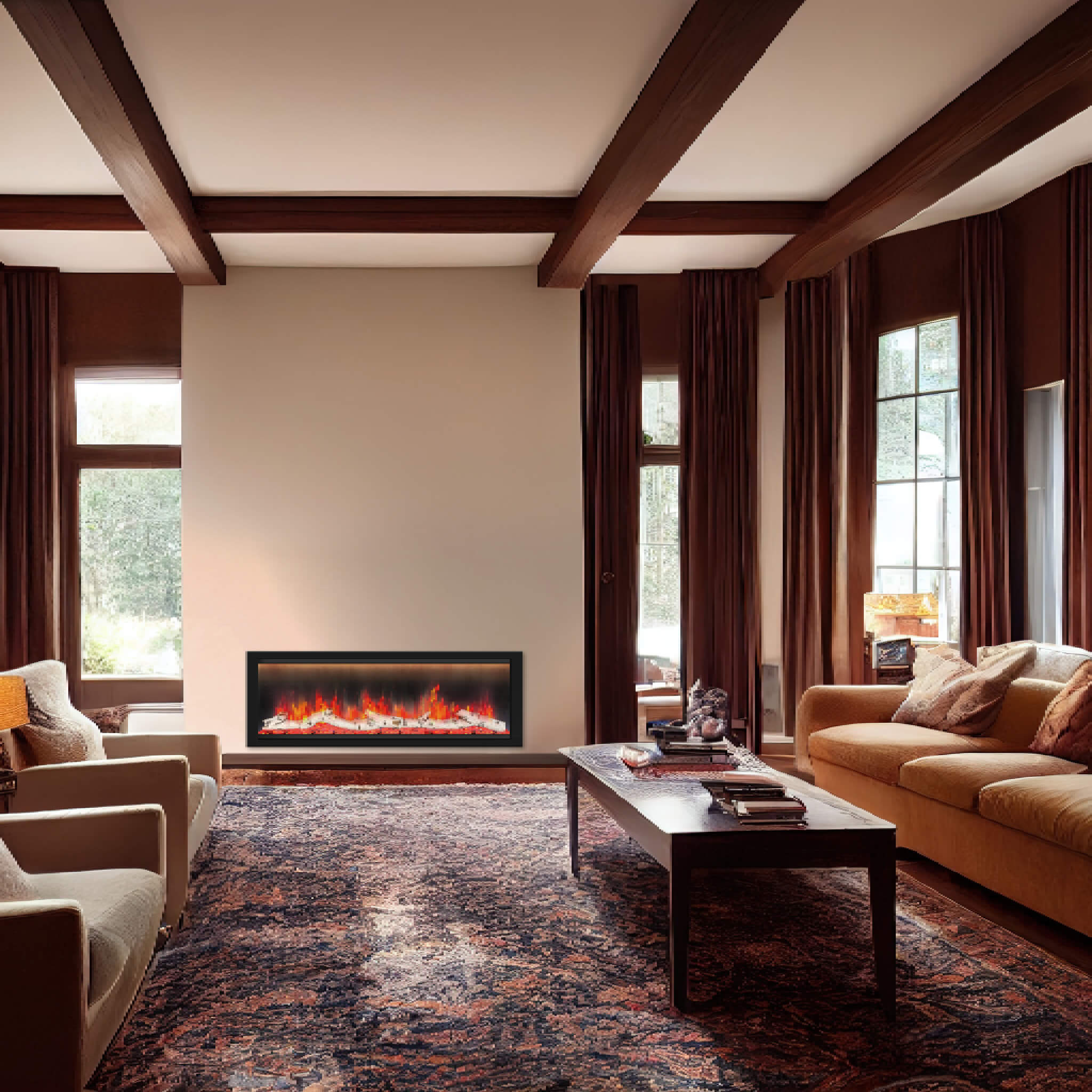 Dynasty Allegro 58-Inch Smart Linear Electric Fireplace With Heater Timer Settings [DY-BFM58] (SAK23948)