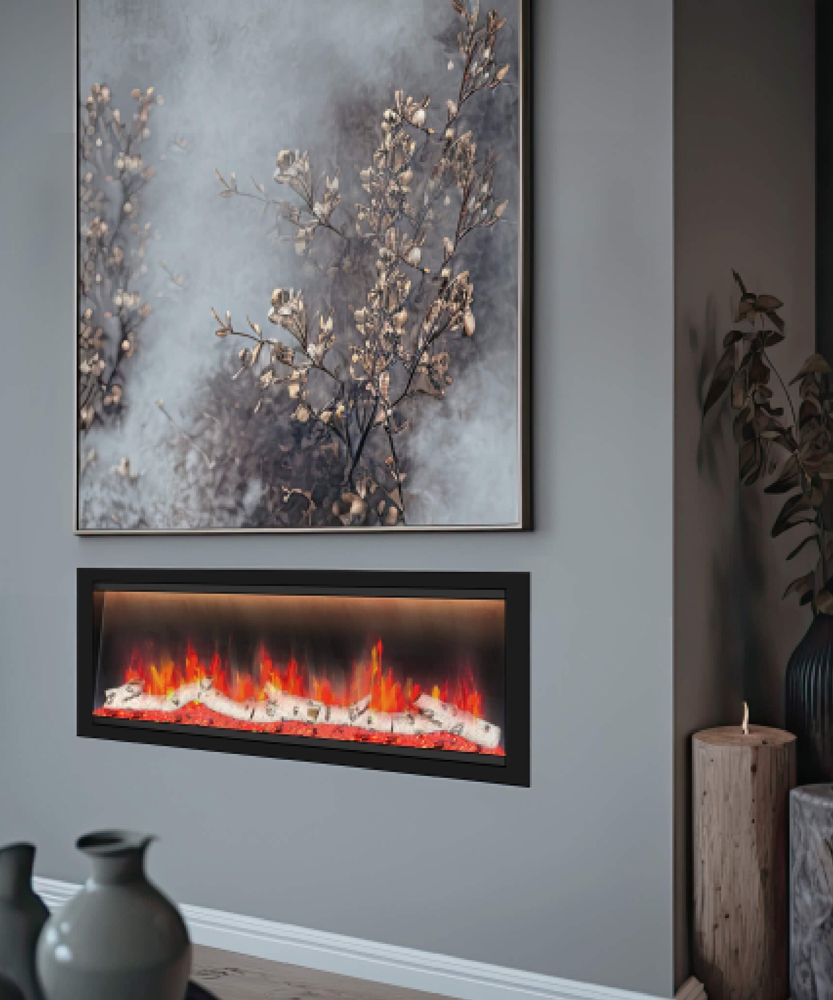 Dynasty Allegro 58-Inch Smart Linear Electric Fireplace With Heater Timer Settings [DY-BFM58] (SAK23948)