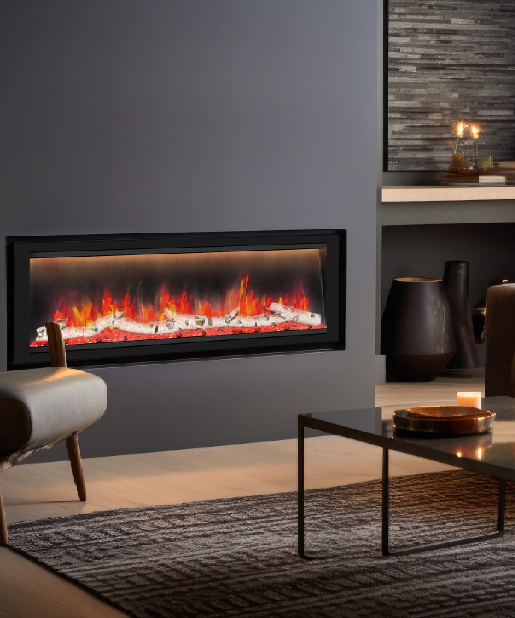 Dynasty Allegro 58-Inch Smart Linear Electric Fireplace With Heater Timer Settings [DY-BFM58] (SAK23948)