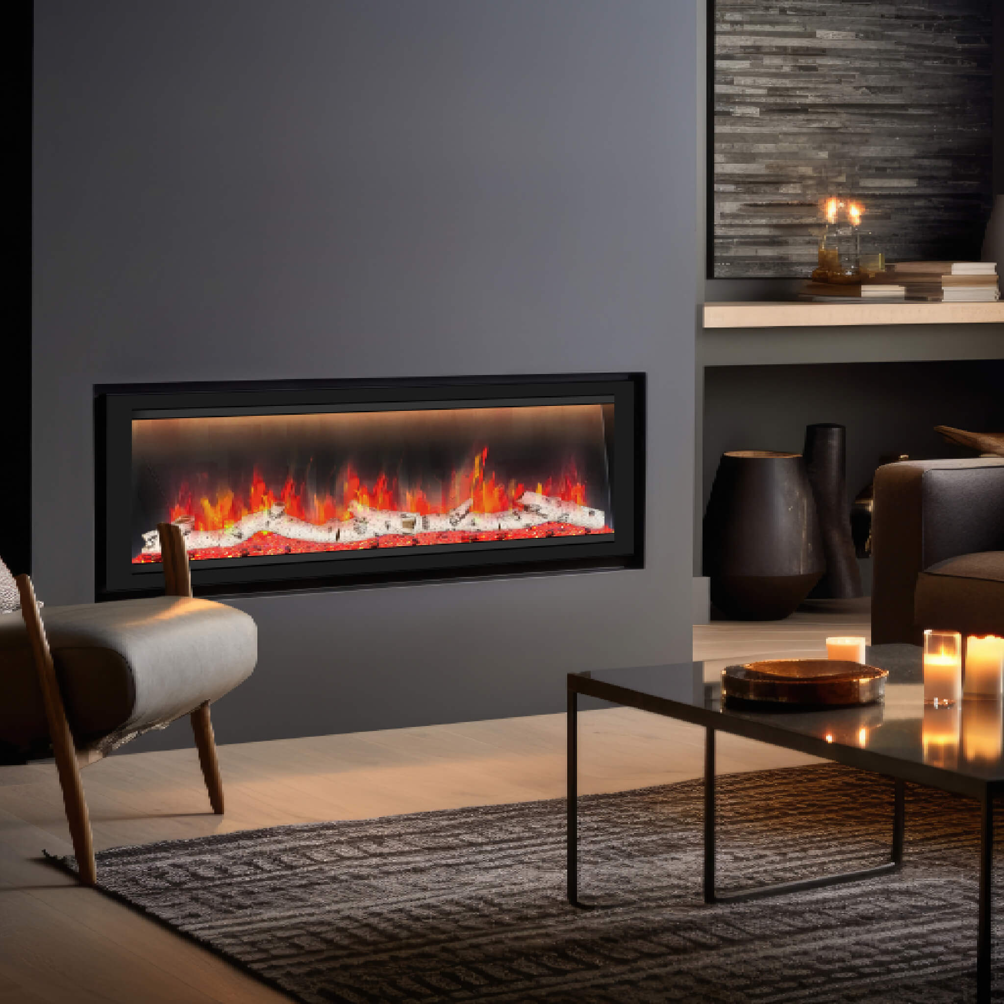 Dynasty Allegro 58-Inch Smart Linear Electric Fireplace With Heater Timer Settings [DY-BFM58] (SAK23948)