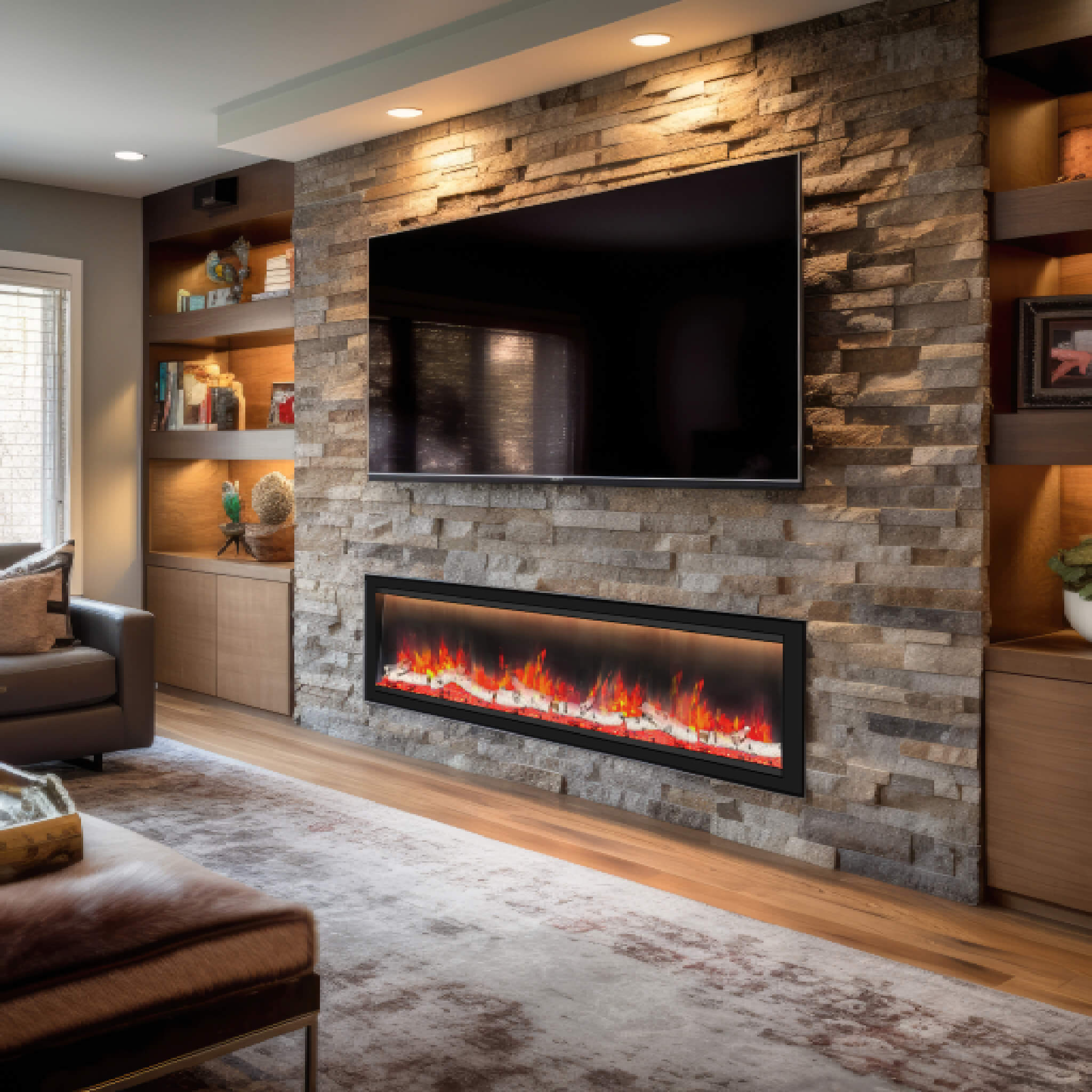 Dynasty Allegro 76-Inch Black Smart Linear Electric Fireplace [DY-BFM76] (SAK56392)