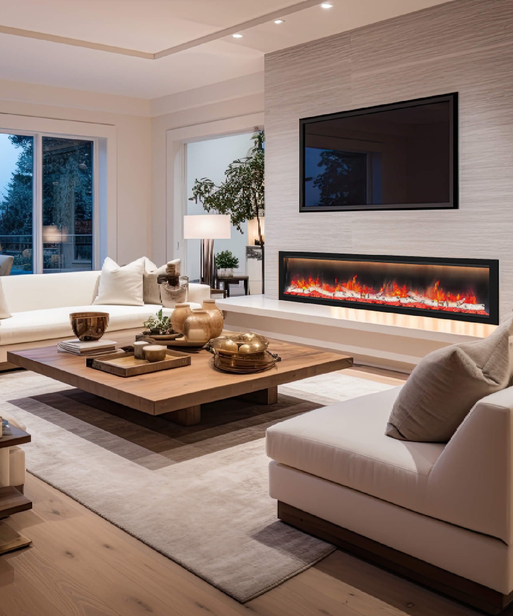 Dynasty Allegro 76-Inch Black Smart Linear Electric Fireplace [DY-BFM76] (SAK56392)