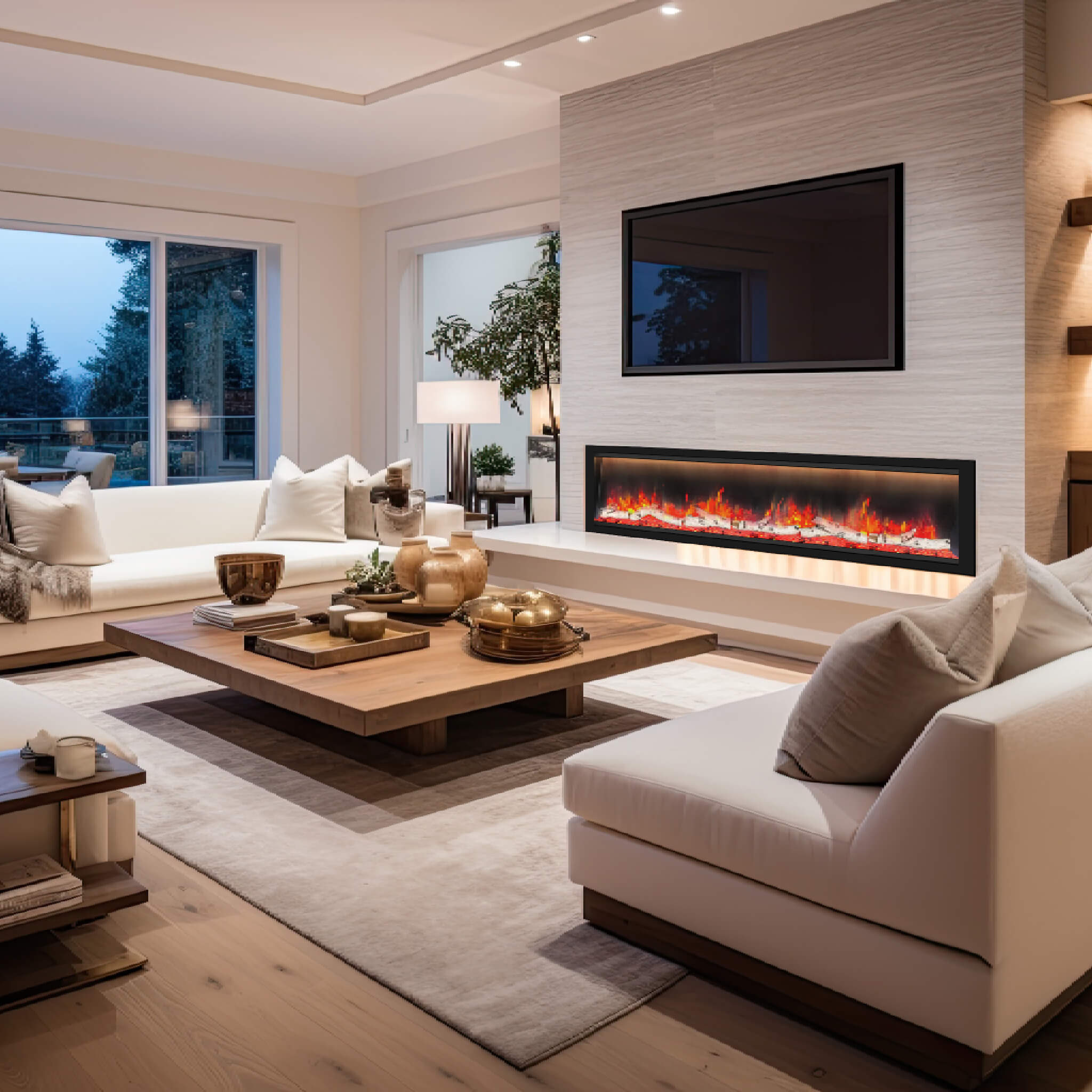 Dynasty Allegro 76-Inch Black Smart Linear Electric Fireplace [DY-BFM76] (SAK56392)