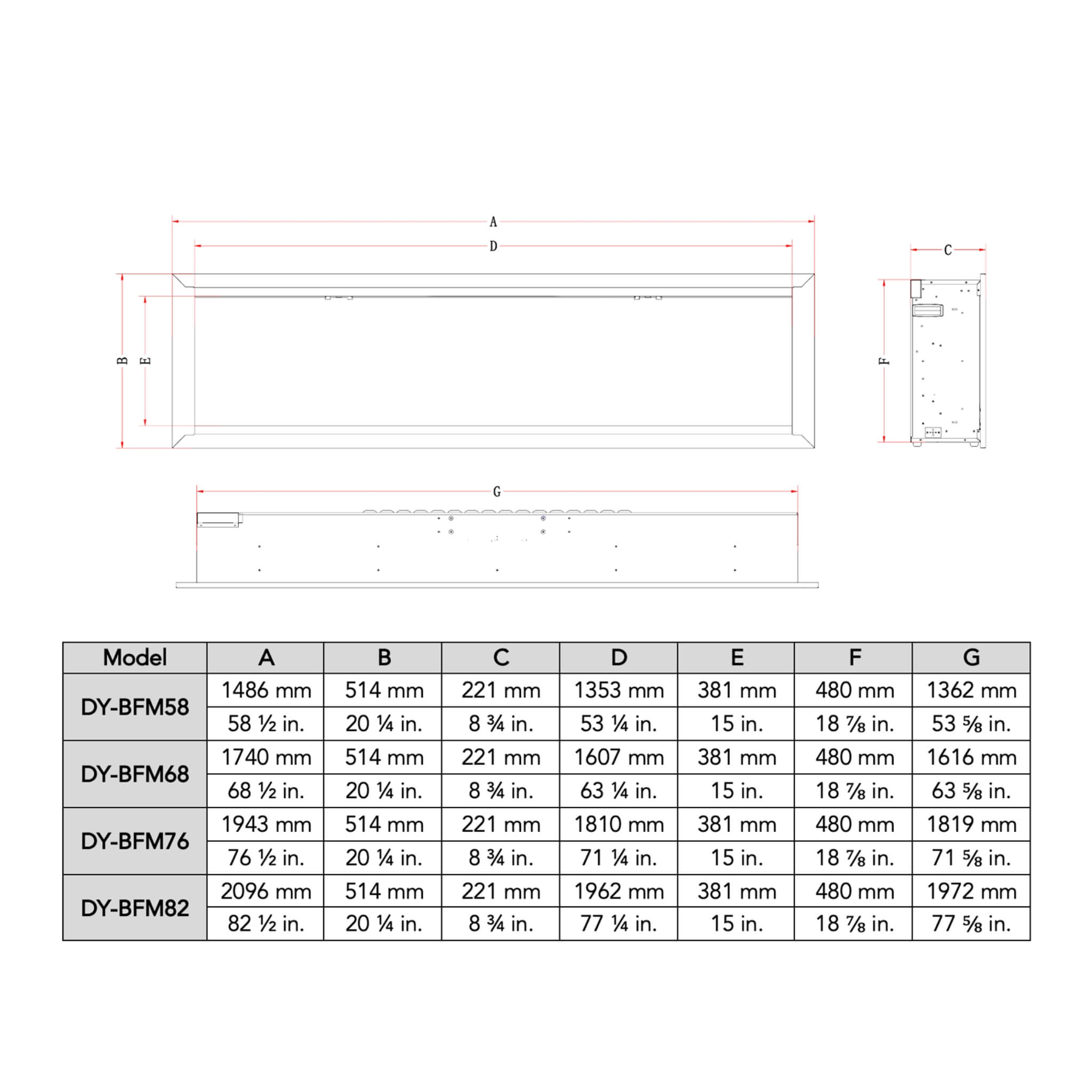 Dynasty Allegro 68-Inch Smart Linear Electric Fireplace With Remote Control [DY-BFM68] (SAK87415)