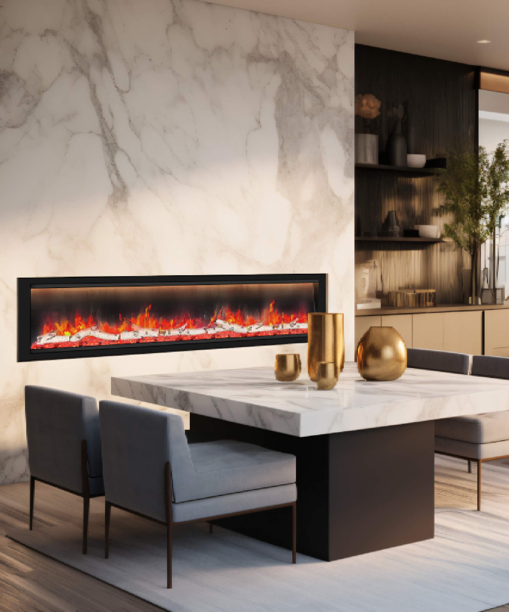 Dynasty Allegro 82-Inch Flush Mount Smart Linear Electric Fireplace [DY-BFM82] (SAK29014)