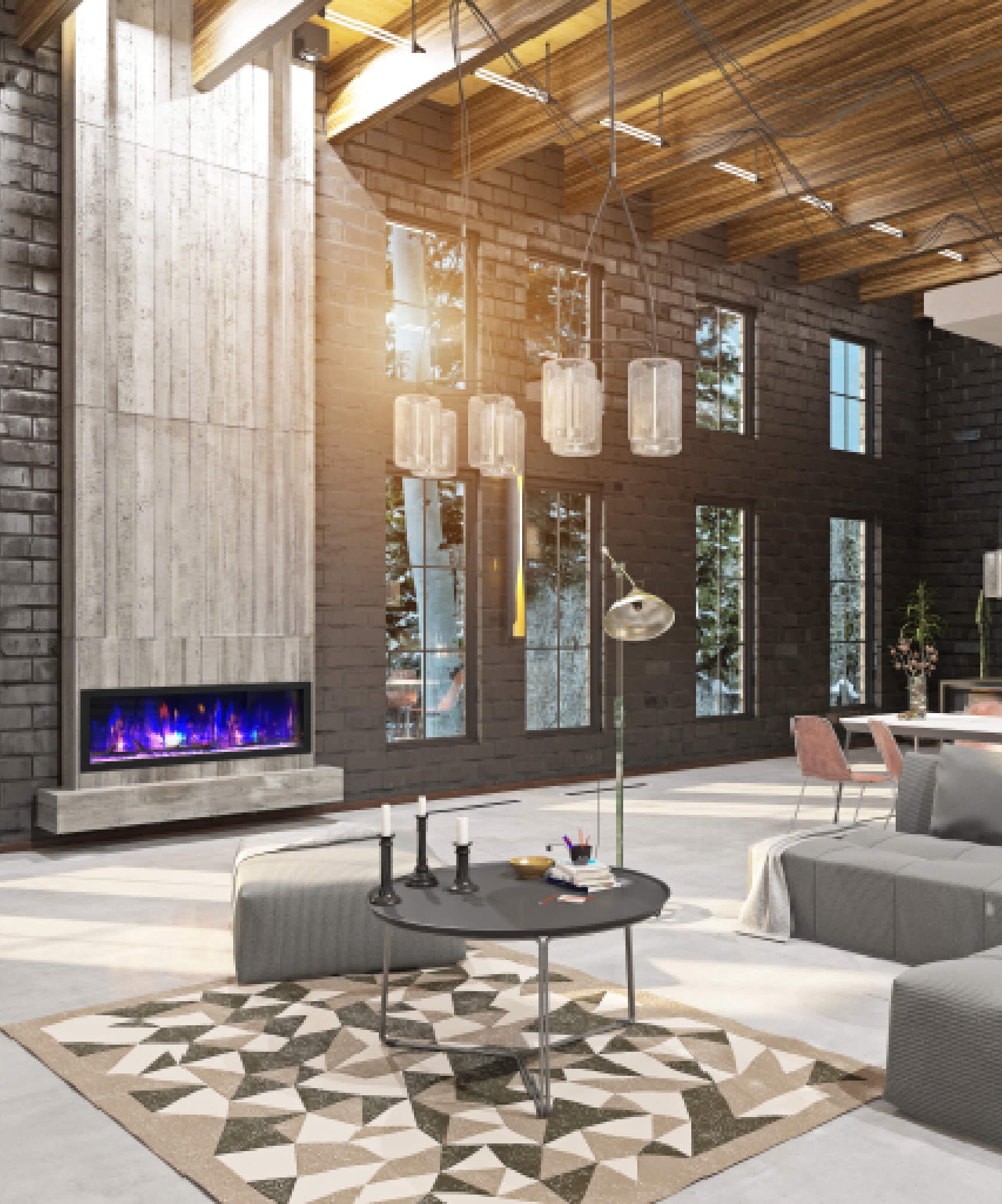 Dynasty Cascade 52-Inch Recessed Smart Linear Electric Fireplace With Dynasty App [DY-BTX52] (SAK73485)