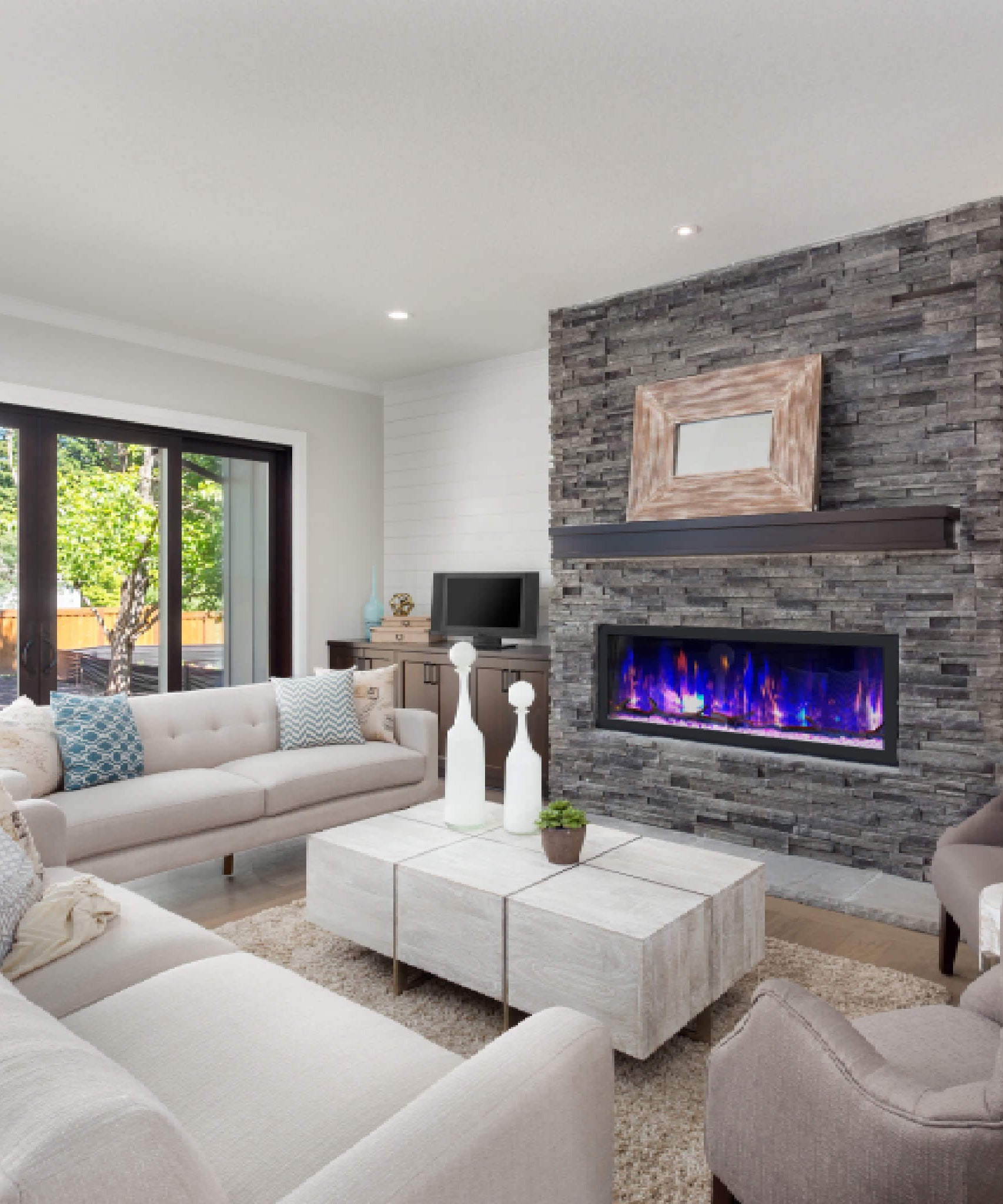 Dynasty Cascade 52-Inch Recessed Smart Linear Electric Fireplace With Dynasty App [DY-BTX52] (SAK73485)
