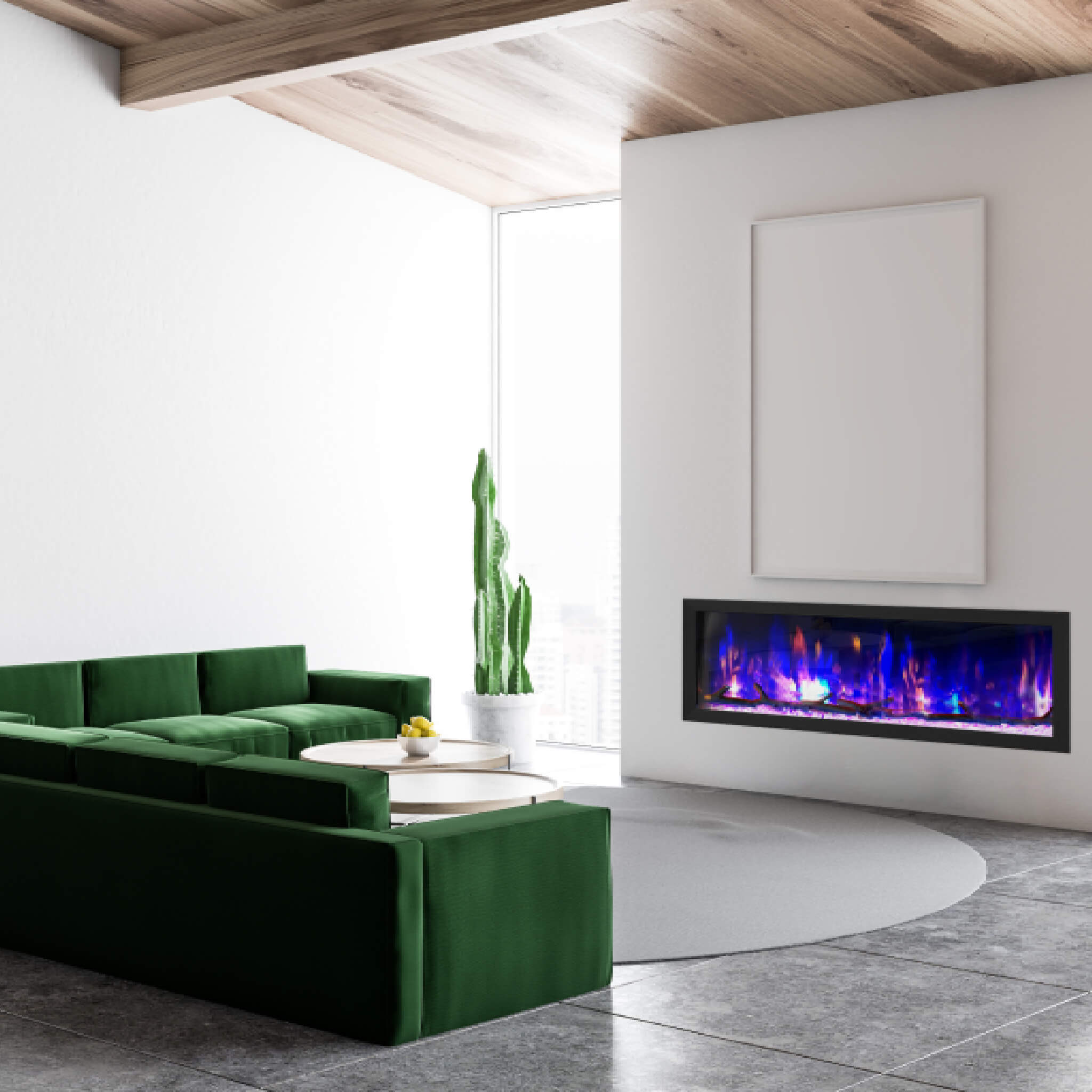 Dynasty Cascade 52-Inch Recessed Smart Linear Electric Fireplace With Dynasty App [DY-BTX52] (SAK73485)