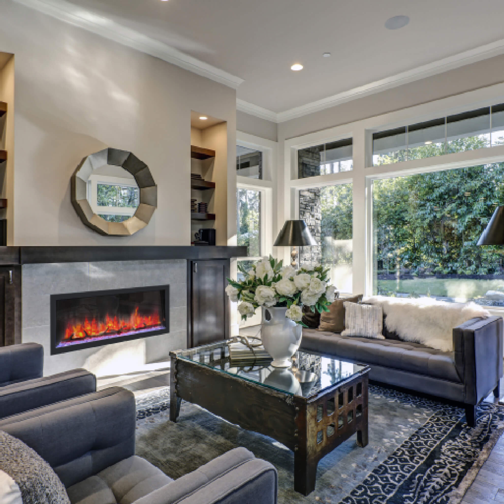 Dynasty Cascade 52-Inch Recessed Smart Linear Electric Fireplace With Dynasty App [DY-BTX52] (SAK73485)