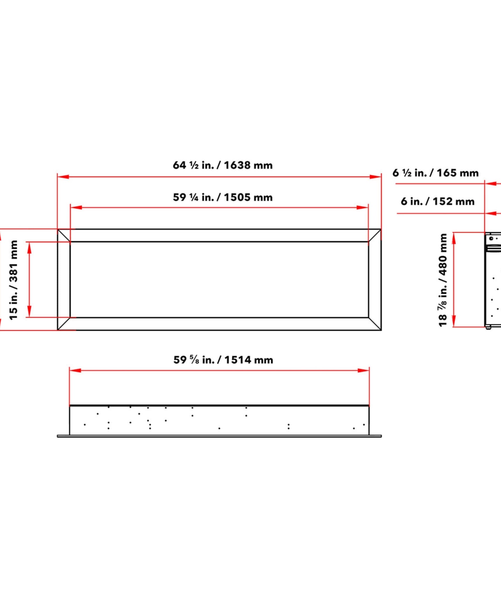 Dynasty Cascade 64-Inch Smart Linear Electric Fireplace With Front Facing Heater [DY-BTX64] (SAK15932)