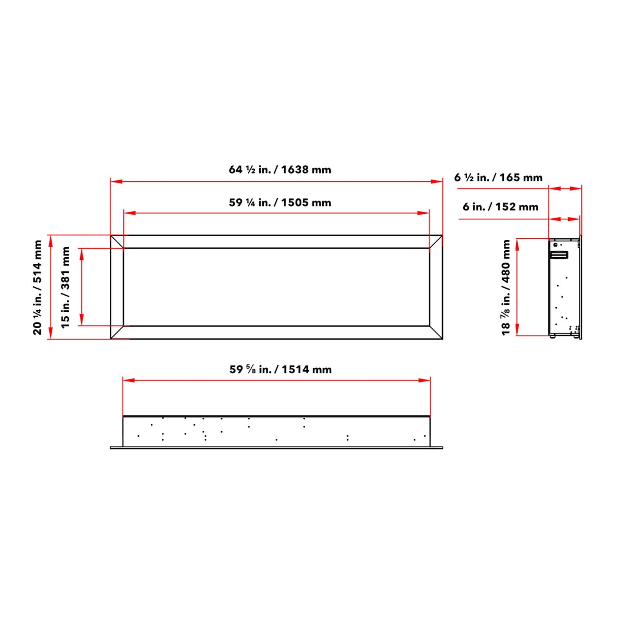 Dynasty Cascade 64-Inch Smart Linear Electric Fireplace With Front Facing Heater [DY-BTX64] (SAK15932)