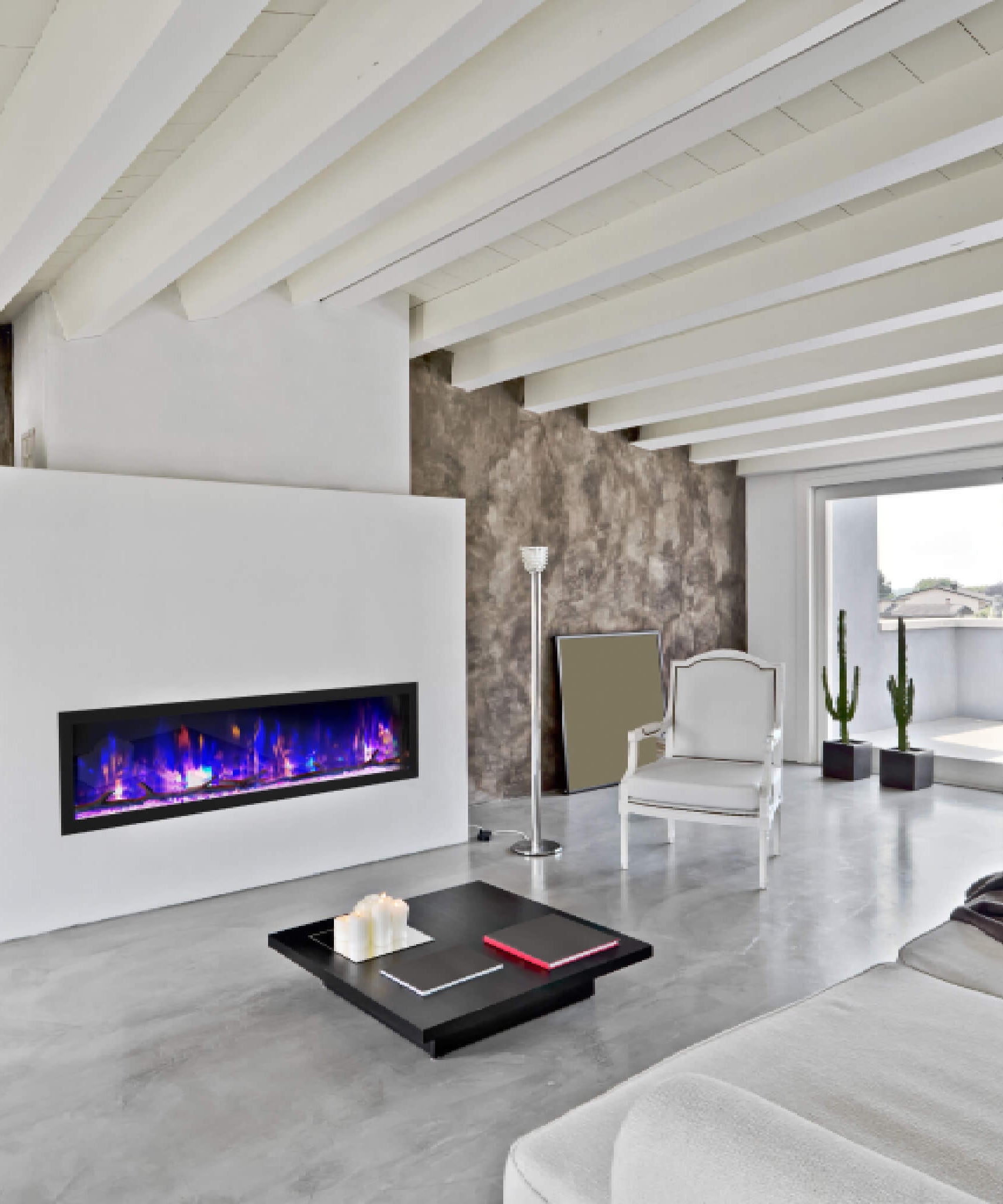 Dynasty Cascade 64-Inch Smart Linear Electric Fireplace With Front Facing Heater [DY-BTX64] (SAK15932)