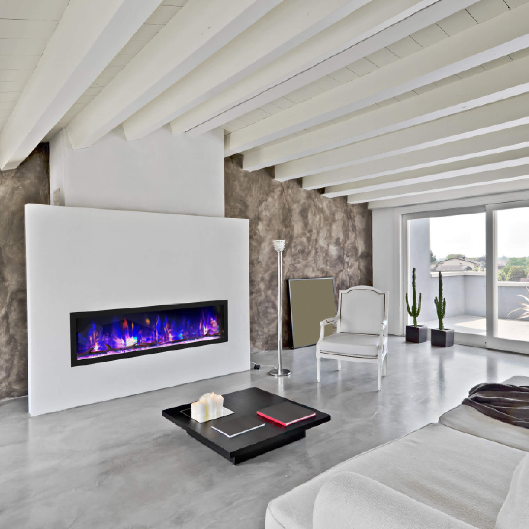 Dynasty Cascade 64-Inch Smart Linear Electric Fireplace With Front Facing Heater [DY-BTX64] (SAK15932)
