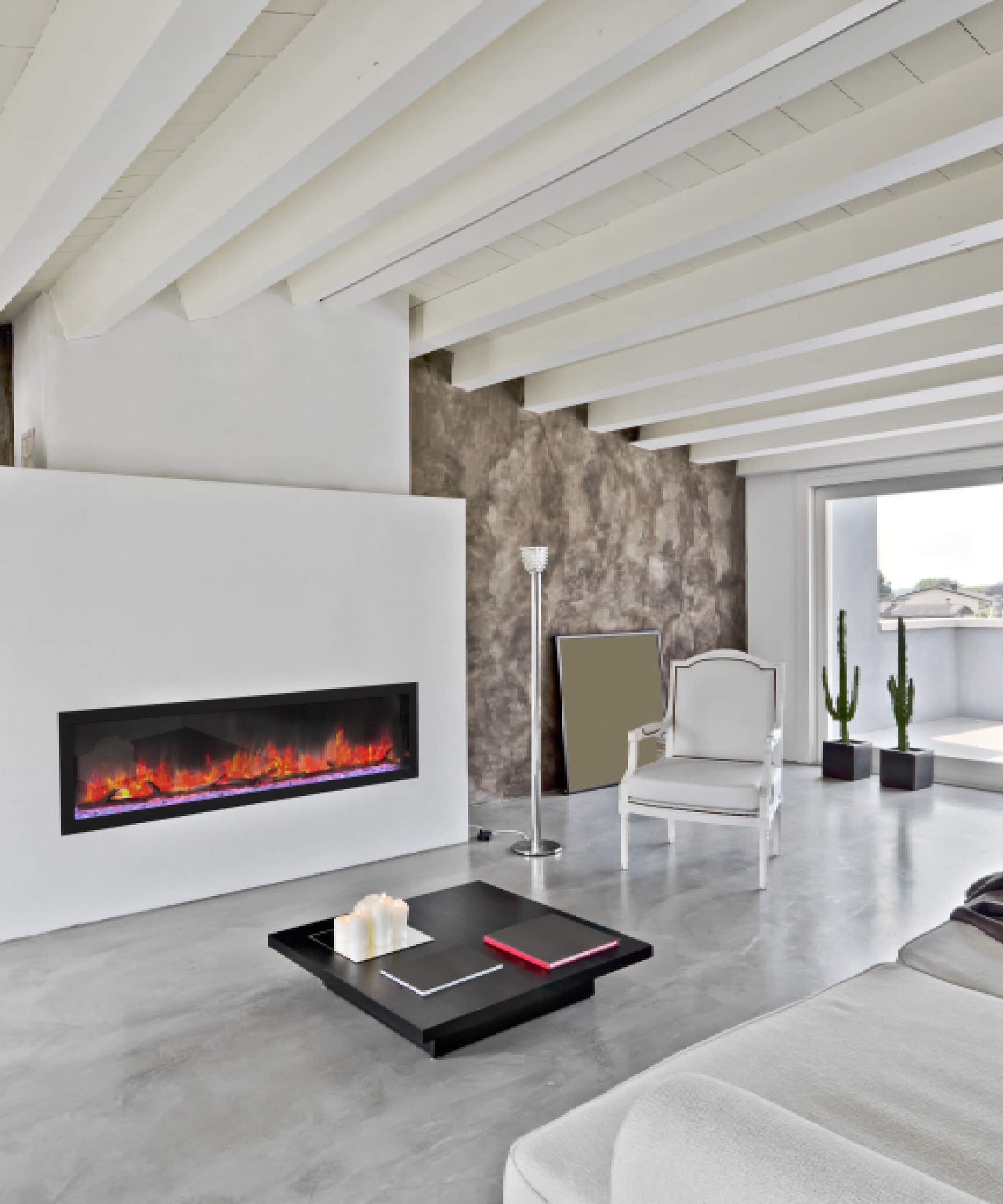 Dynasty Cascade 64-Inch Smart Linear Electric Fireplace With Front Facing Heater [DY-BTX64] (SAK15932)
