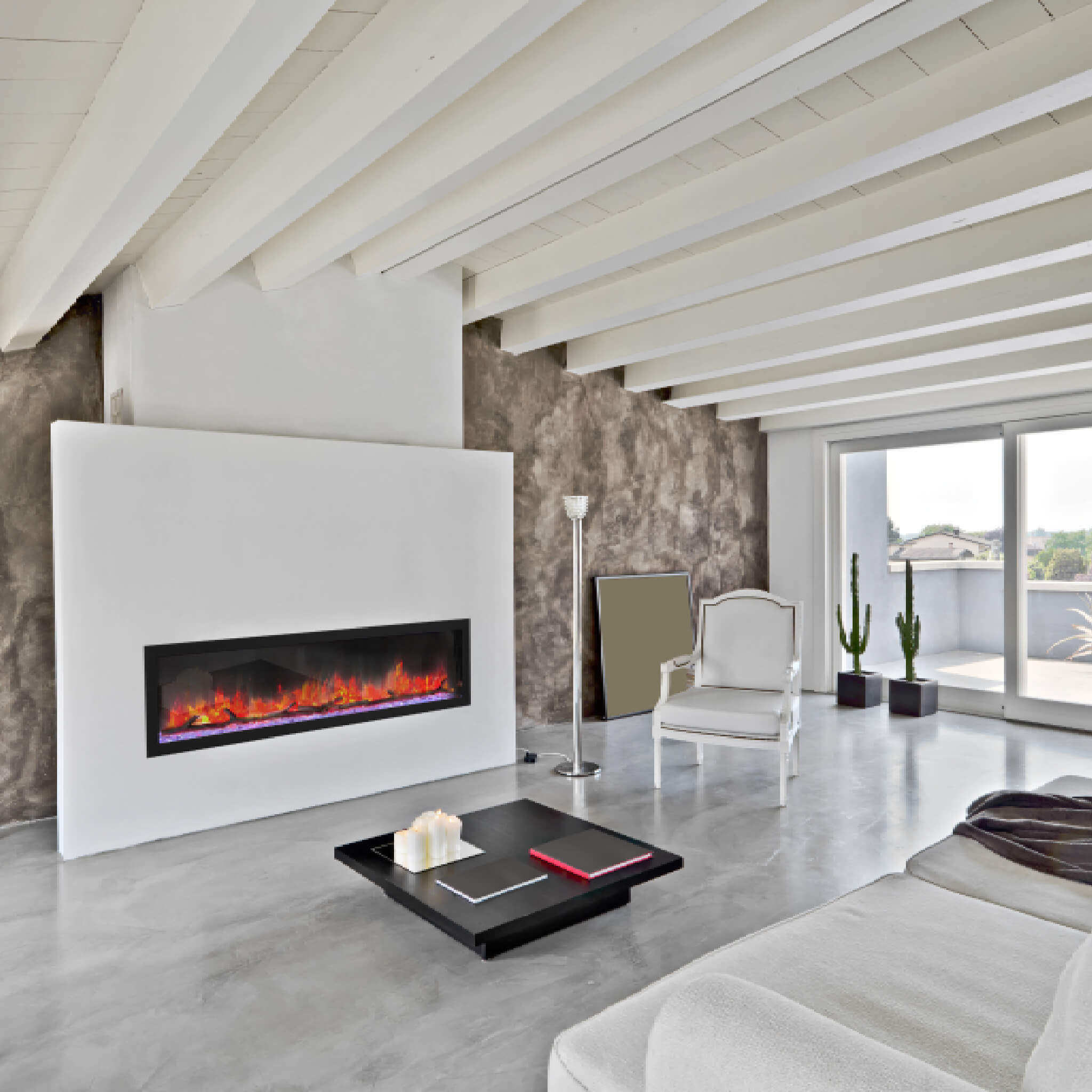 Dynasty Cascade 64-Inch Smart Linear Electric Fireplace With Front Facing Heater [DY-BTX64] (SAK15932)