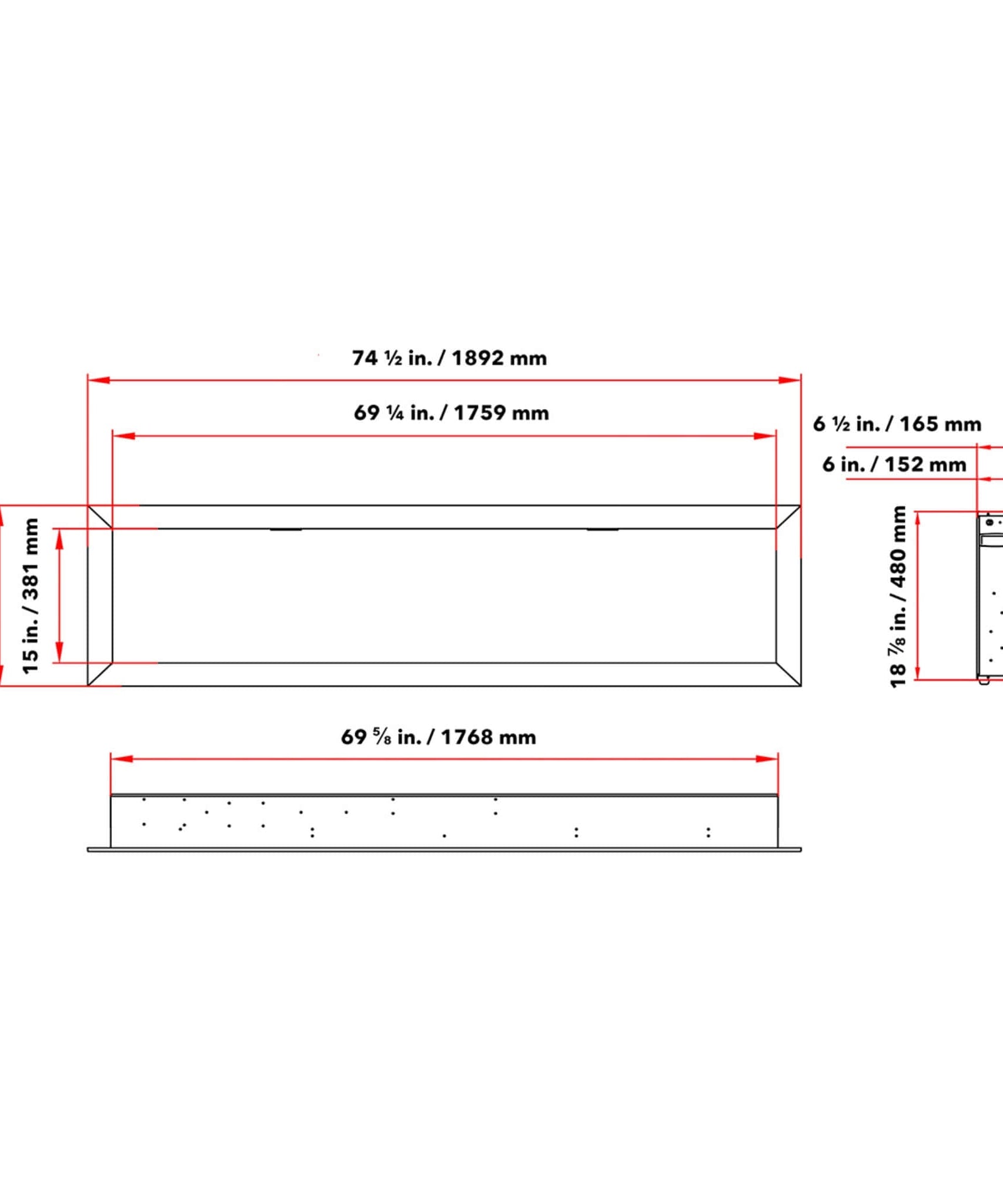 Dynasty Cascade 74-Inch Smart Linear Electric Fireplace [DY-BTX74] (SAK61984)