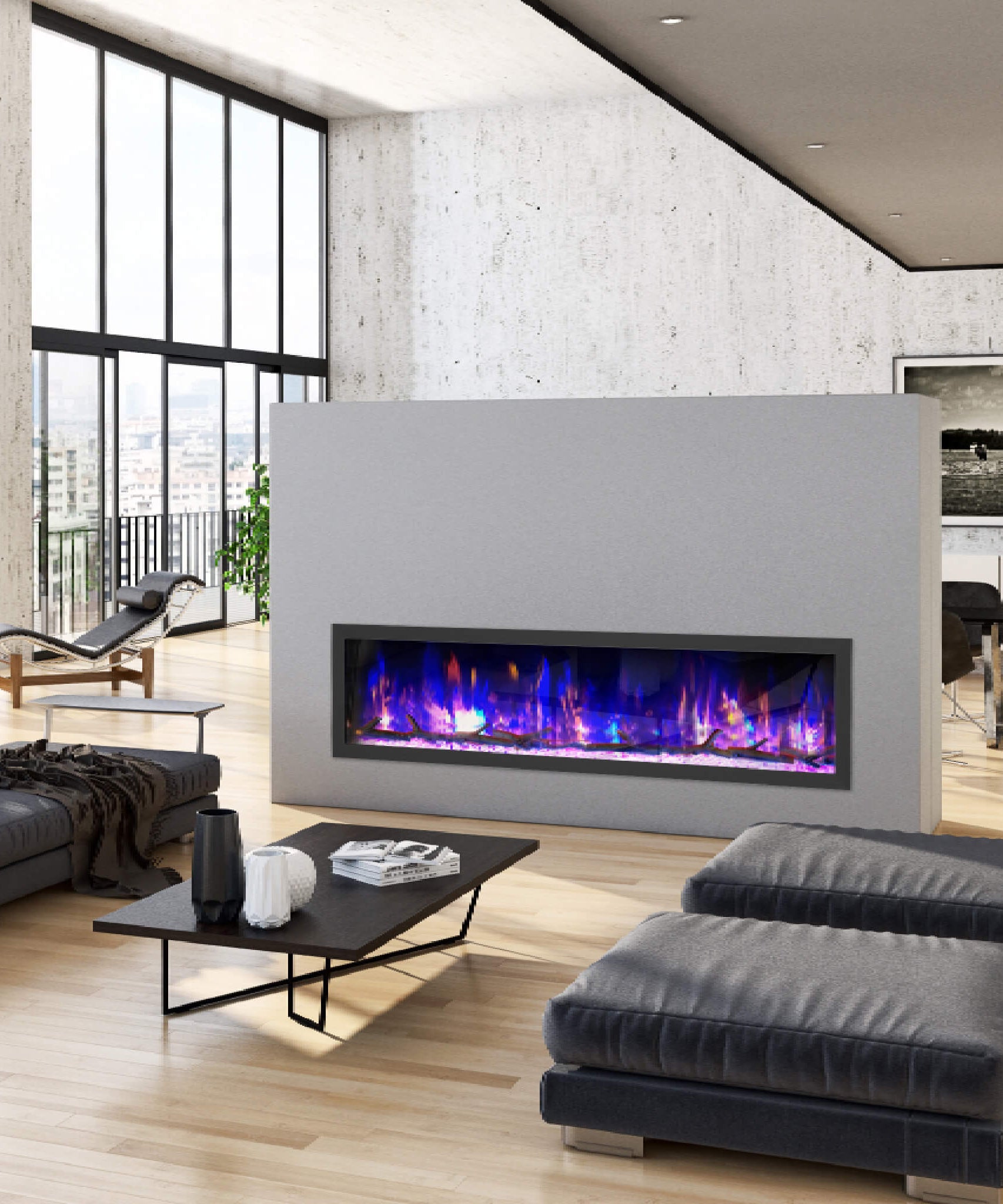 Dynasty Cascade 74-Inch Smart Linear Electric Fireplace [DY-BTX74] (SAK61984)