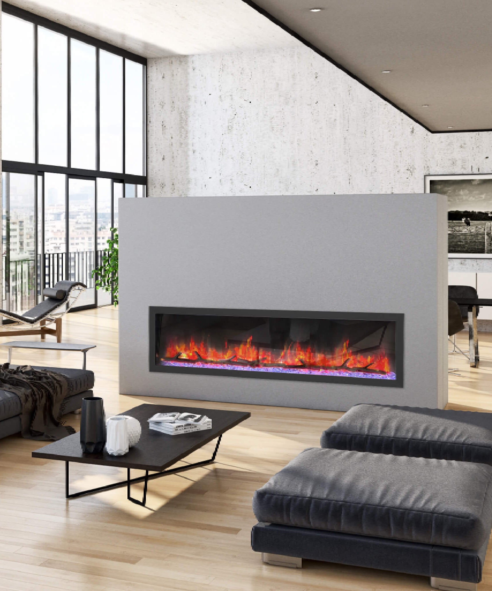 Dynasty Cascade 74-Inch Smart Linear Electric Fireplace [DY-BTX74] (SAK61984)