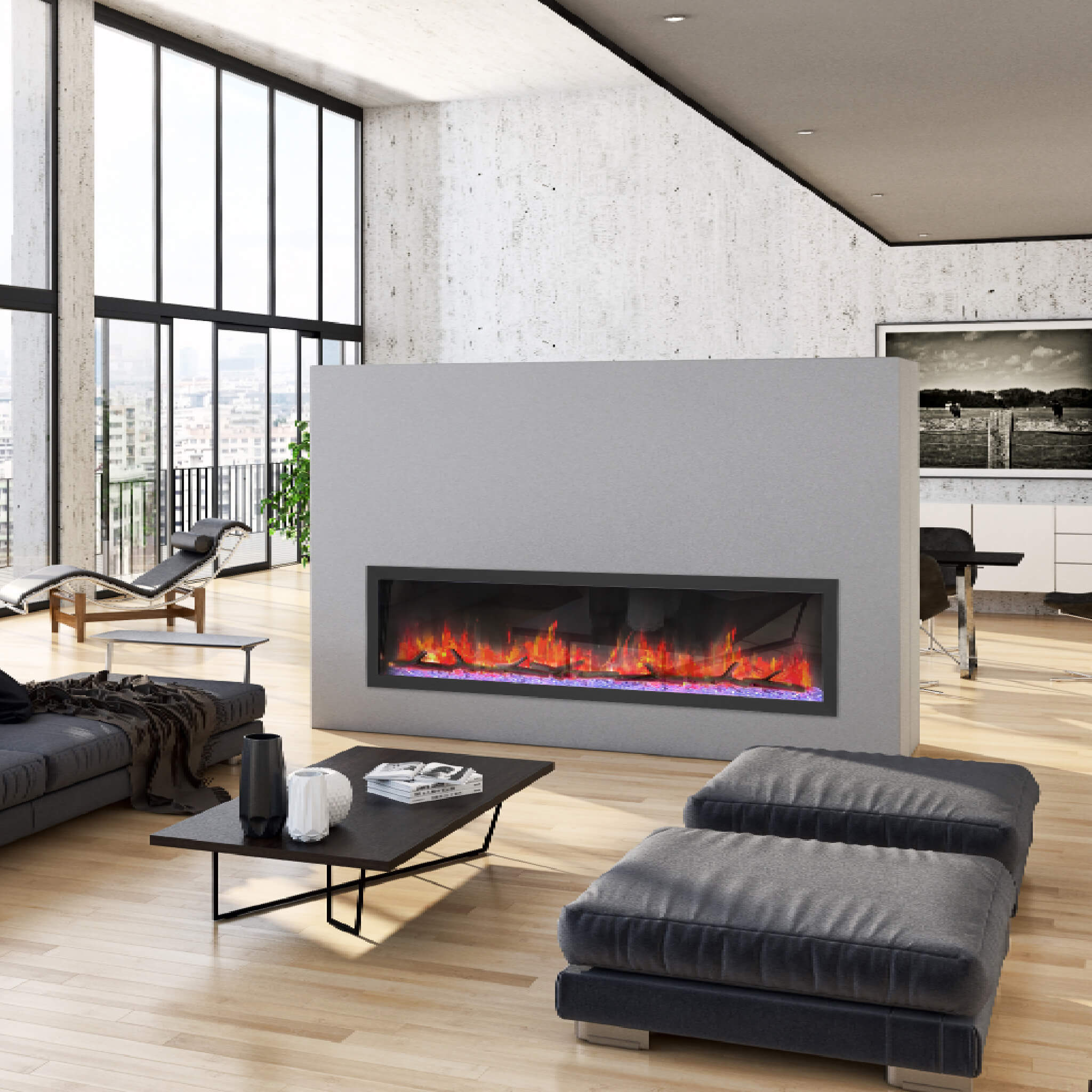 Dynasty Cascade 74-Inch Smart Linear Electric Fireplace [DY-BTX74] (SAK61984)