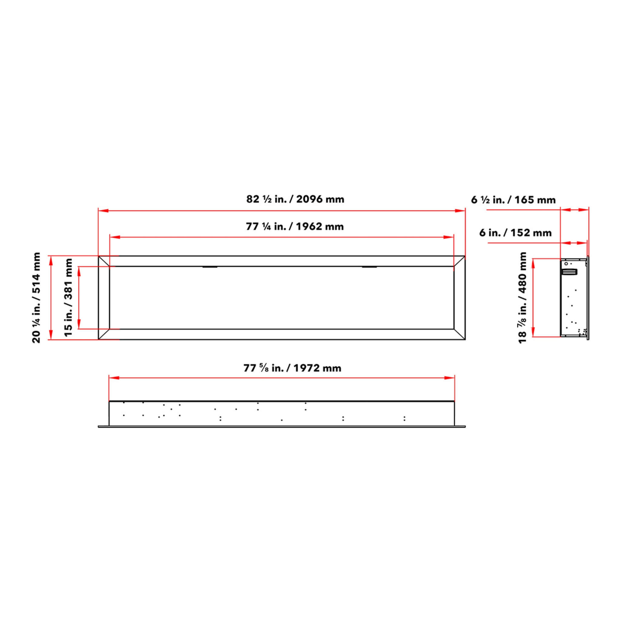 Dynasty Cascade 82-Inch Recessed Linear Electric Fireplace [DY-BTX82] (SAK30567)