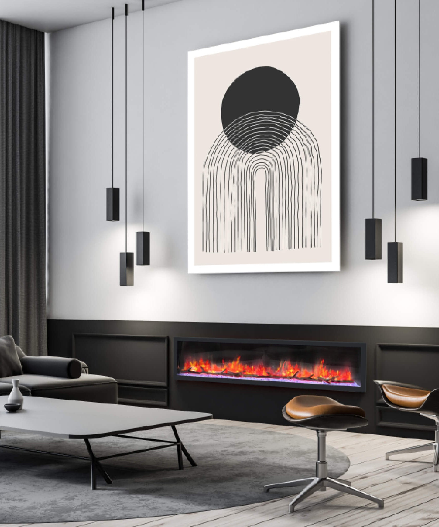 Dynasty Cascade 82-Inch Recessed Linear Electric Fireplace [DY-BTX82] (SAK30567)