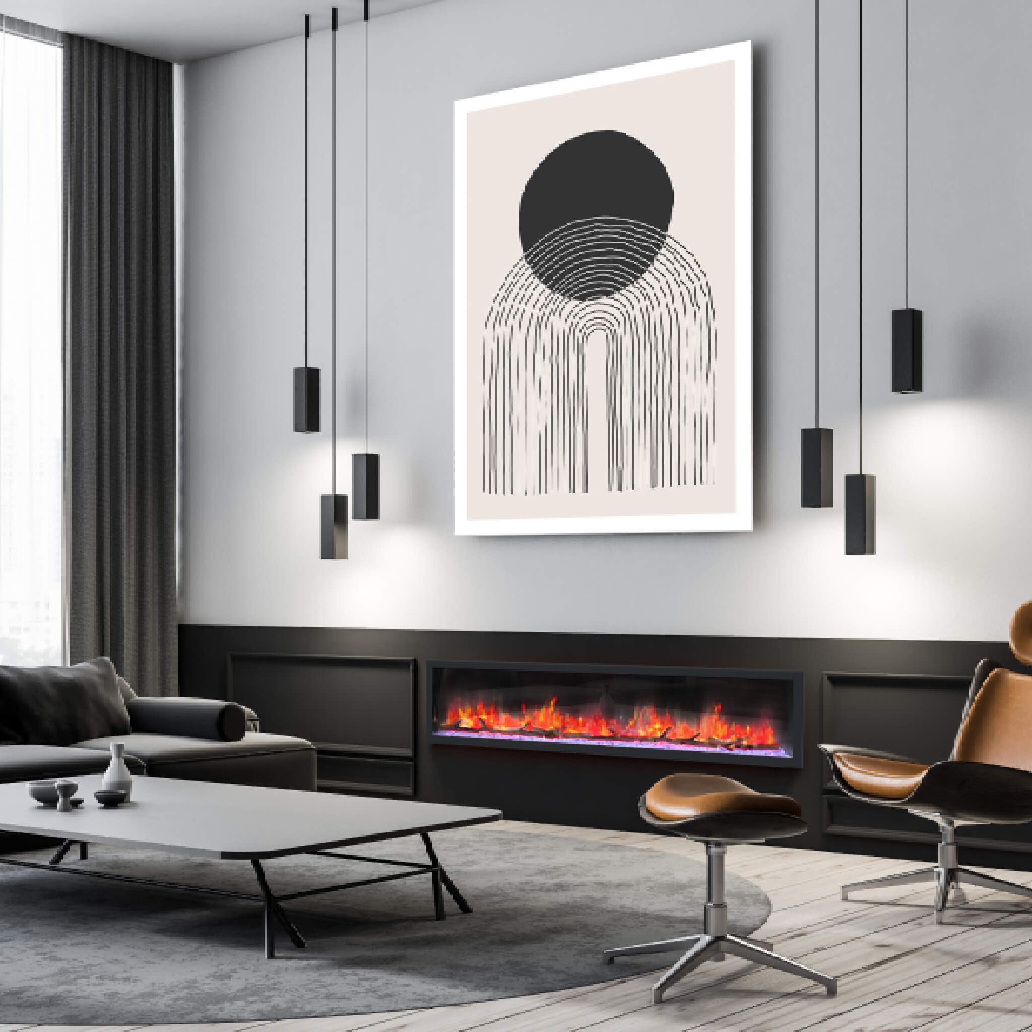 Dynasty Cascade 82-Inch Recessed Linear Electric Fireplace [DY-BTX82] (SAK30567)
