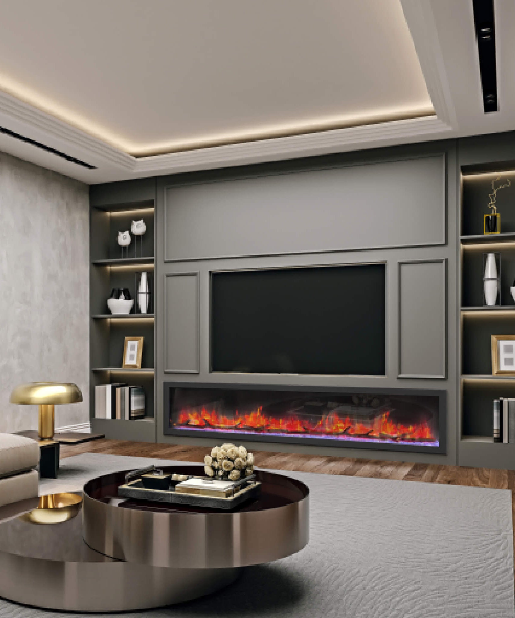 Dynasty Cascade 82-Inch Recessed Linear Electric Fireplace [DY-BTX82] (SAK30567)