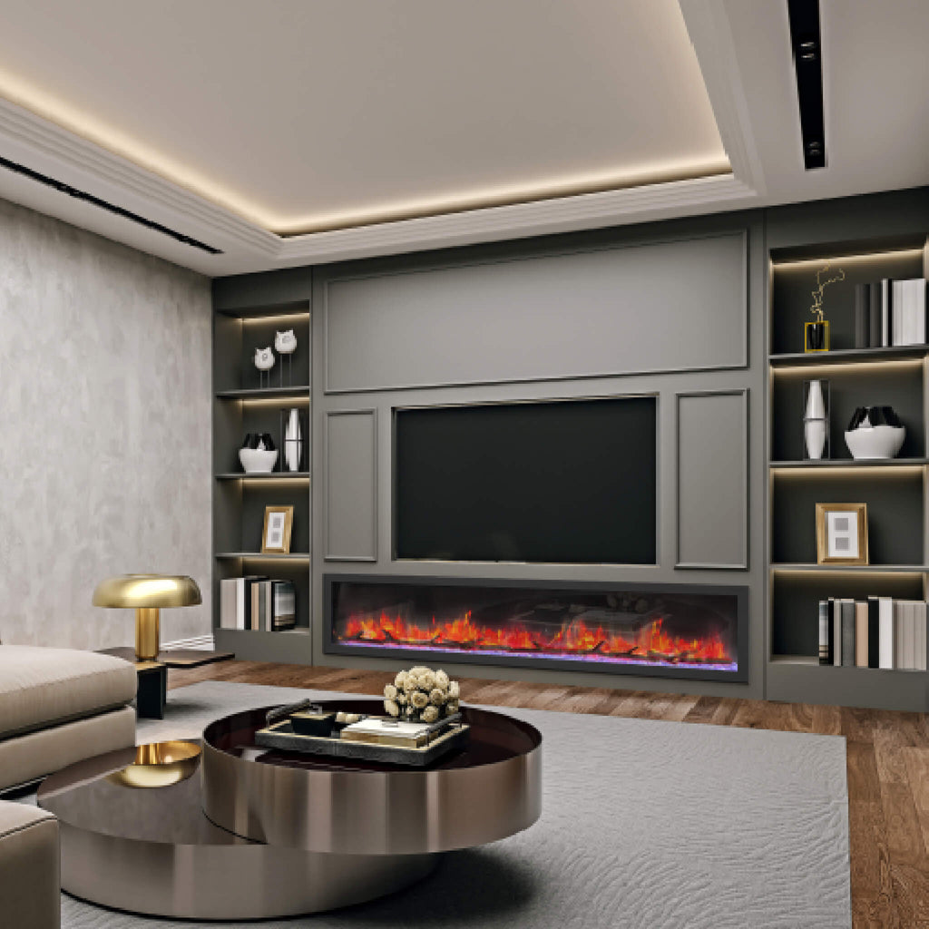 Dynasty Cascade 82-Inch Recessed Linear Electric Fireplace [DY-BTX82] (SAK30567)