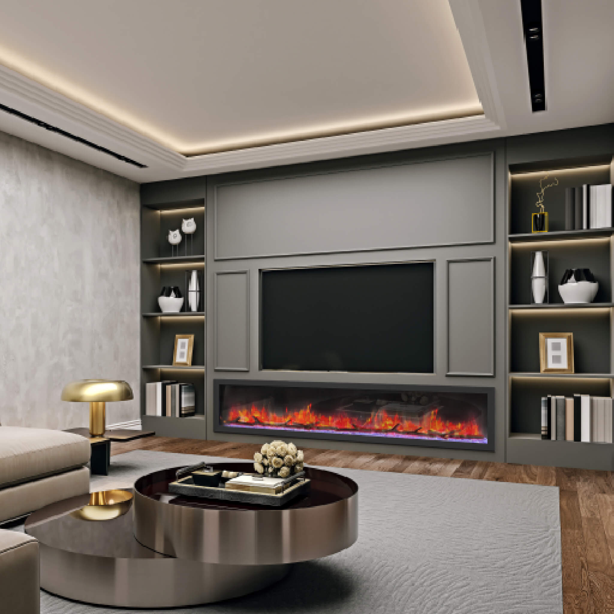Dynasty Cascade 82-Inch Recessed Linear Electric Fireplace [DY-BTX82] (SAK30567)