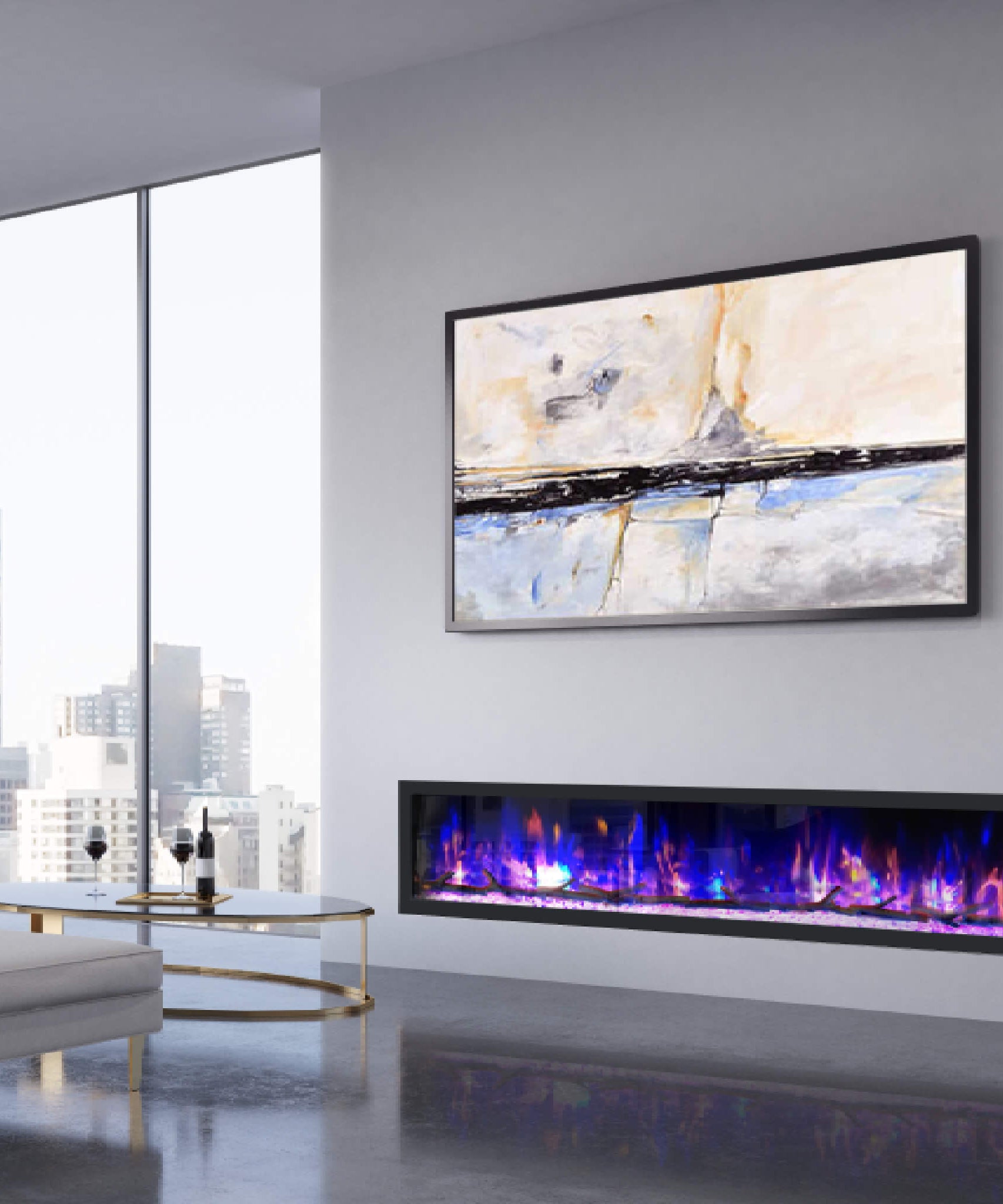 Dynasty Cascade 82-Inch Recessed Linear Electric Fireplace [DY-BTX82] (SAK30567)
