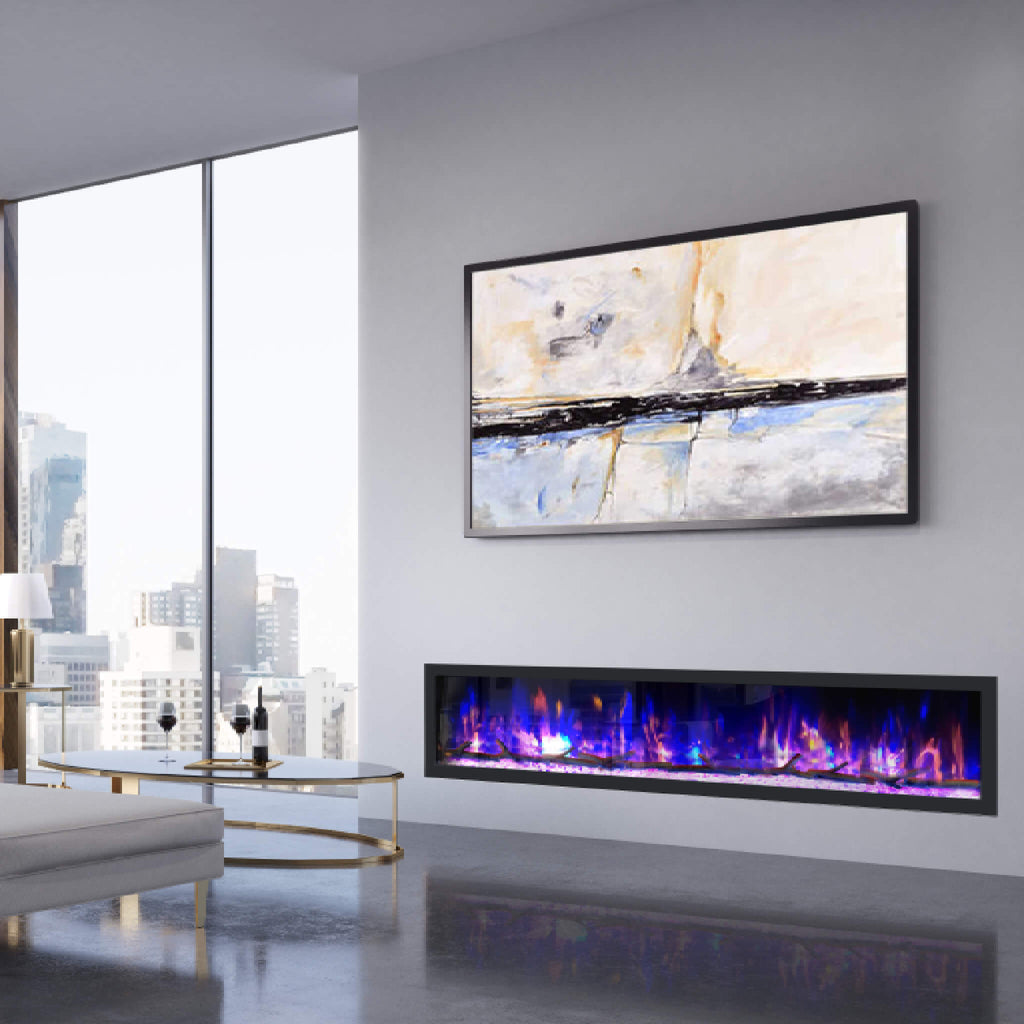 Dynasty Cascade 82-Inch Recessed Linear Electric Fireplace [DY-BTX82] (SAK30567)
