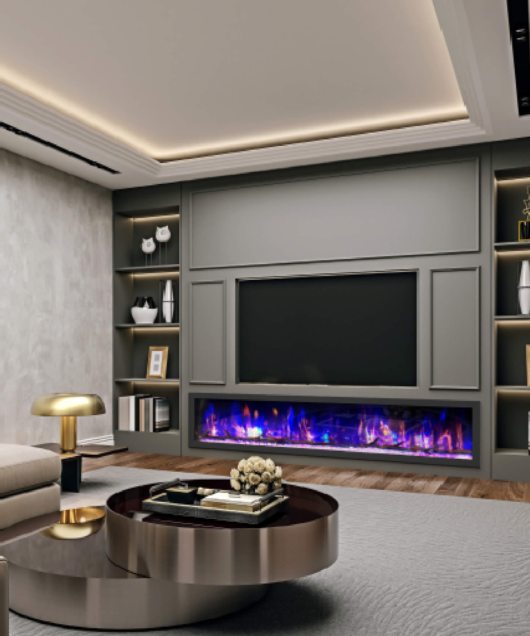 Dynasty Cascade 82-Inch Recessed Linear Electric Fireplace [DY-BTX82] (SAK30567)