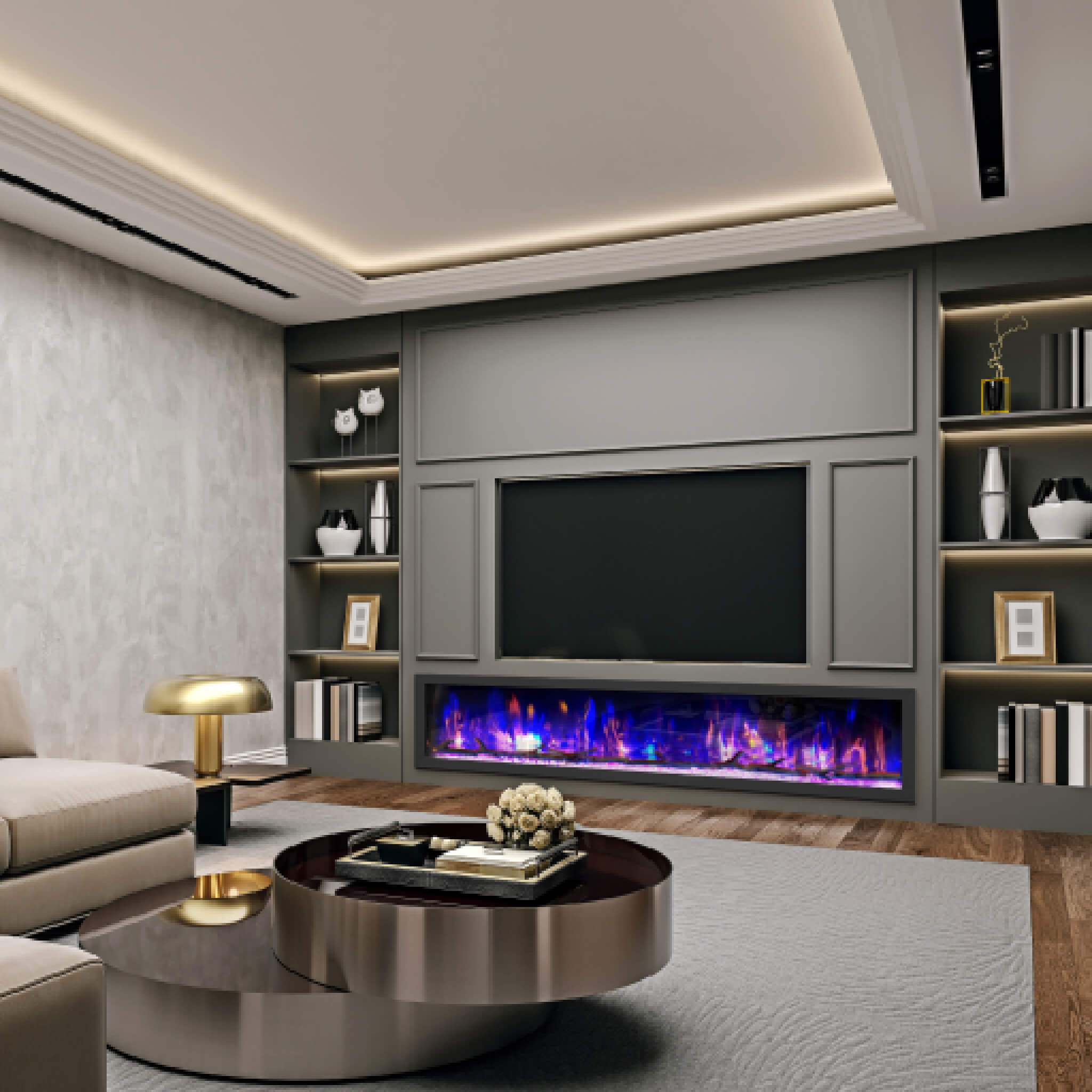 Dynasty Cascade 82-Inch Recessed Linear Electric Fireplace [DY-BTX82] (SAK30567)