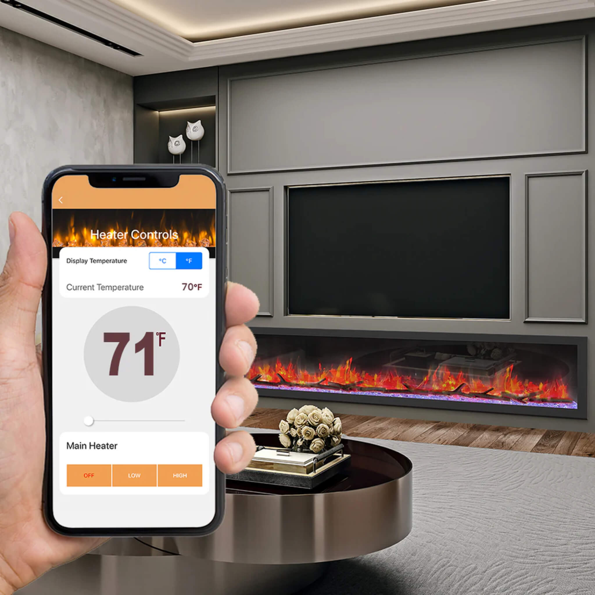 Dynasty Cascade 74-Inch Smart Linear Electric Fireplace [DY-BTX74] (SAK61984)