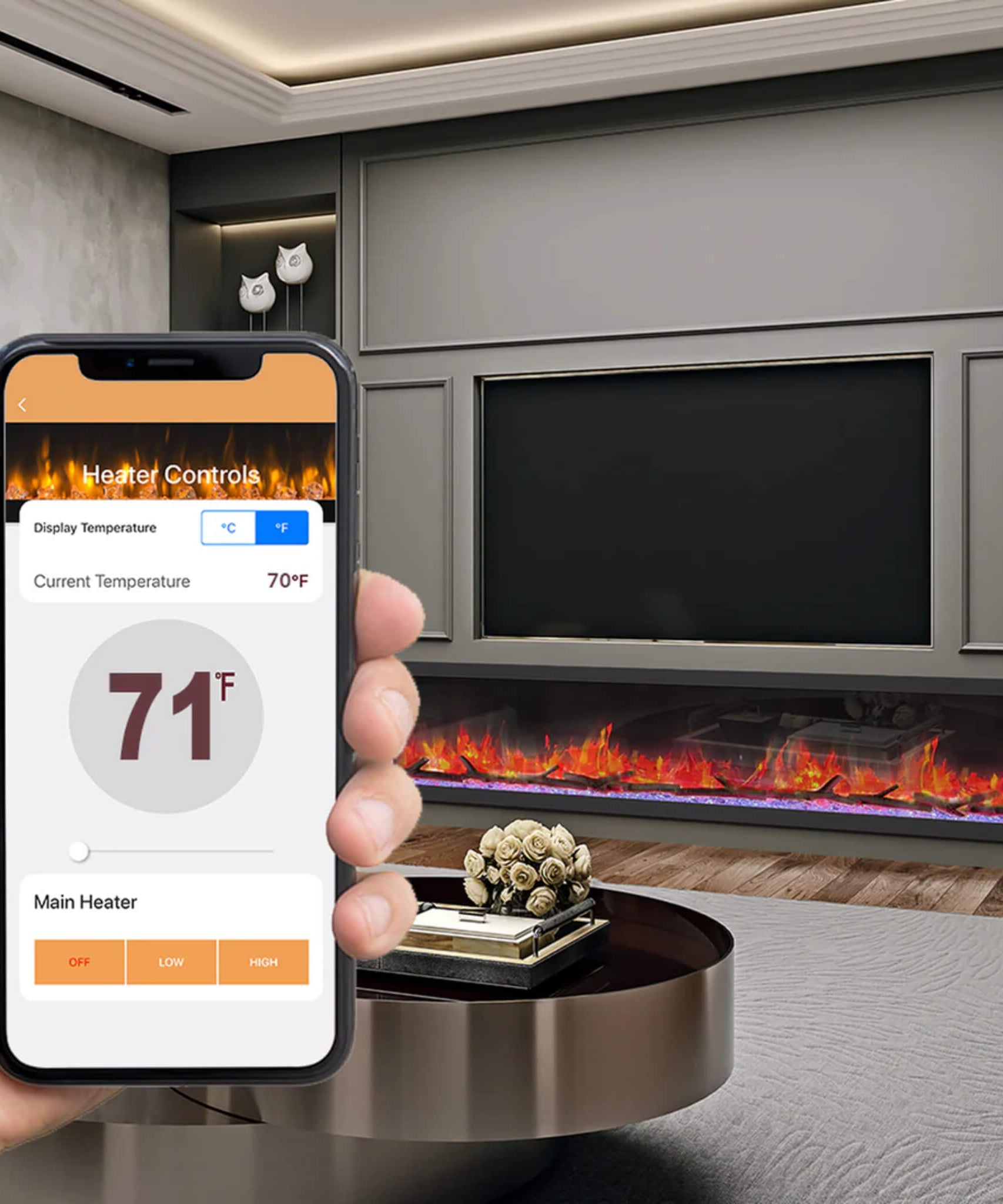 Dynasty Cascade 52-Inch Recessed Smart Linear Electric Fireplace With Dynasty App [DY-BTX52] (SAK73485)