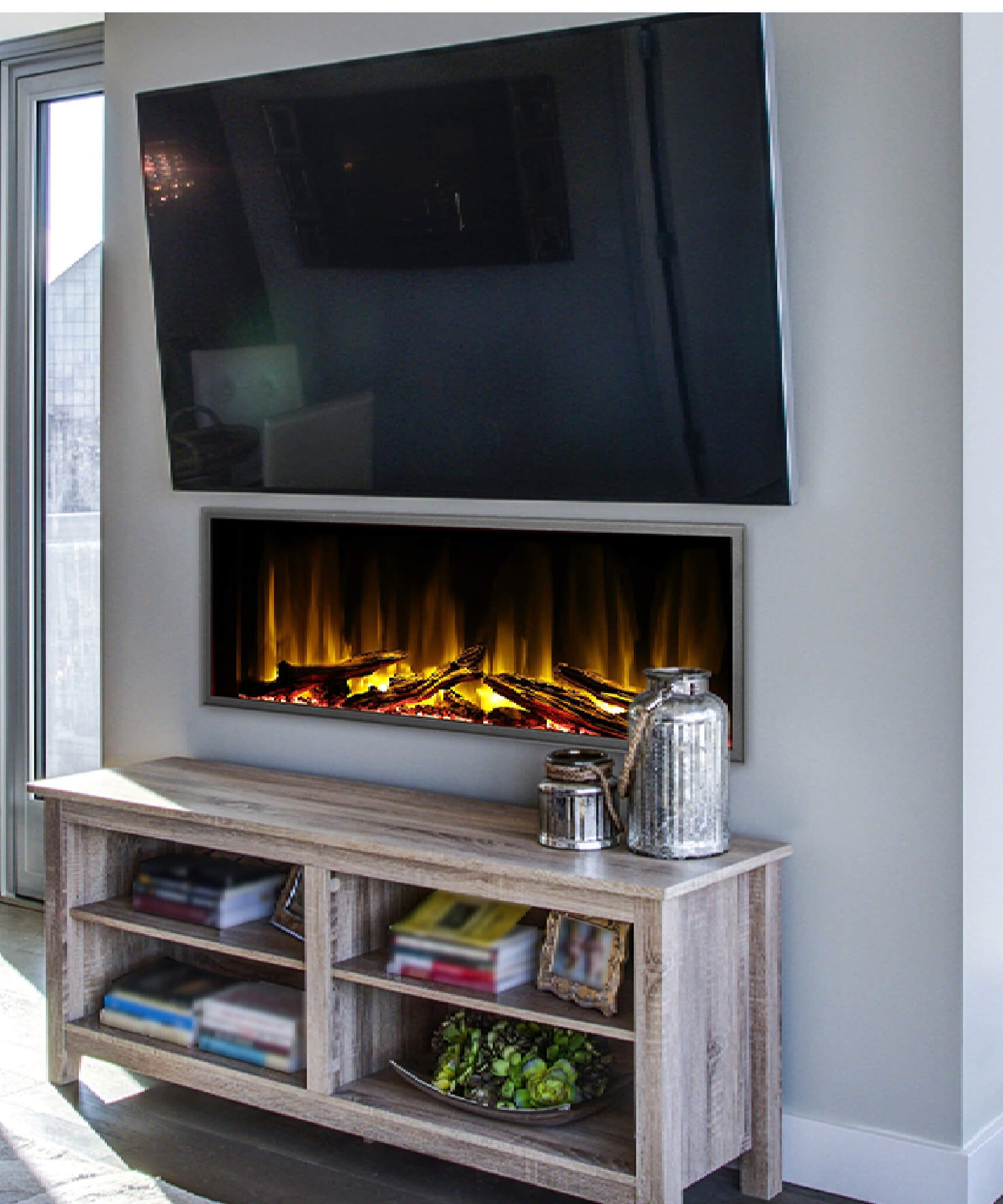 Dynasty Harmony 45-Inch Smart Linear Electric Fireplace With Remote Control With Heater Timer Settings [DY-BEF45] (SAK78923)