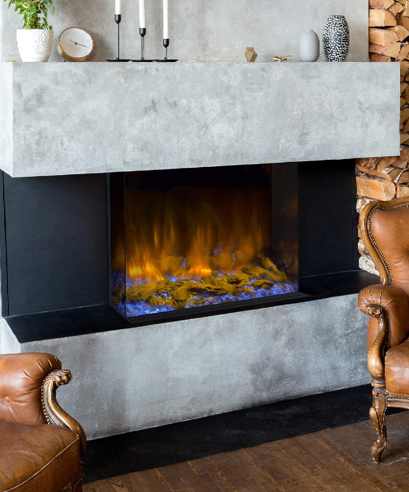 Dynasty Melody 35-Inch Multi-Sided Smart Electric Fireplace With Auto Shut Off [DY-BTS35] (SAK87490)