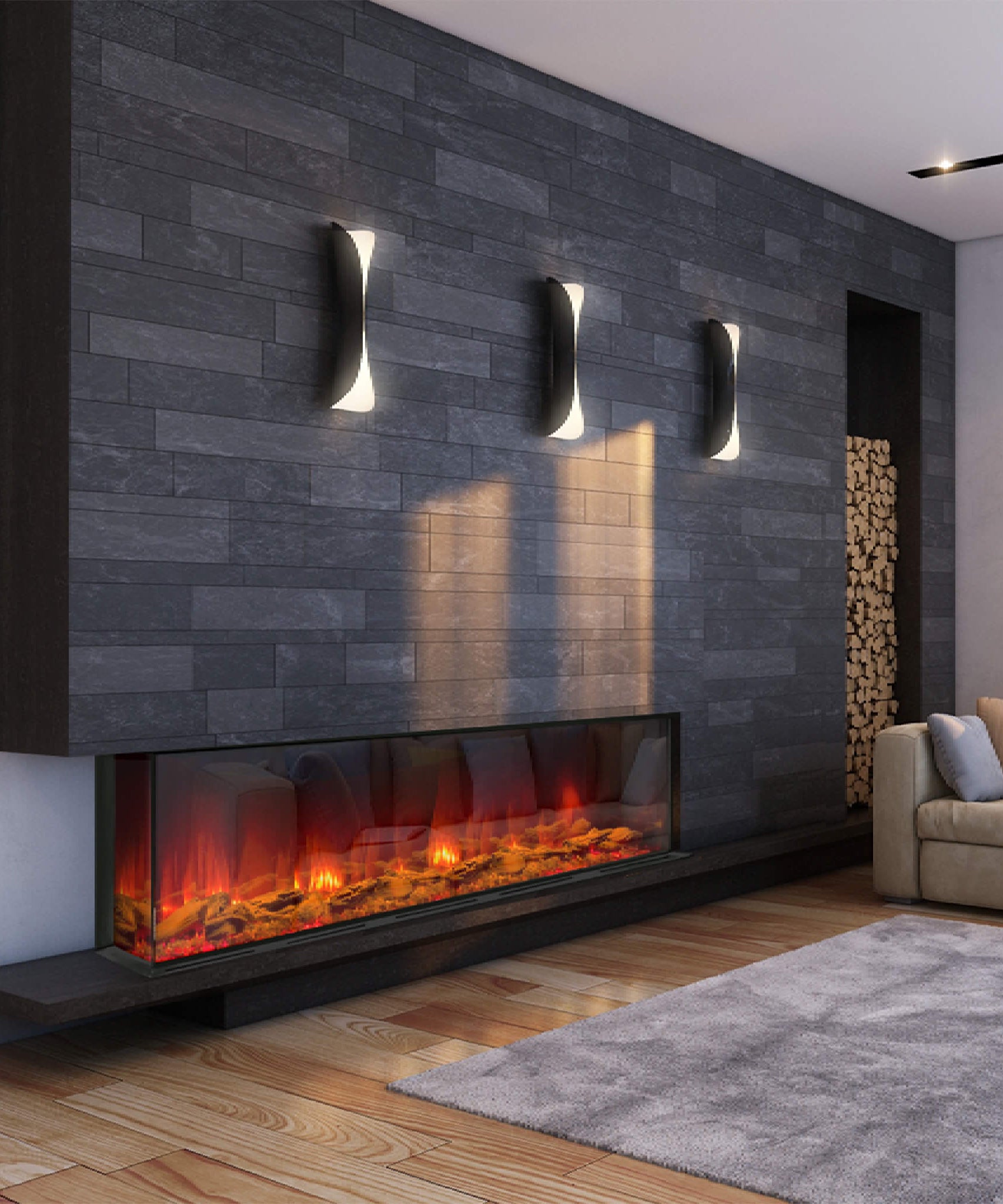 Dynasty Melody 64-Inch Built-In 3 Sided Smart Electric Fireplace [DY-BTS60] (SAK79345)