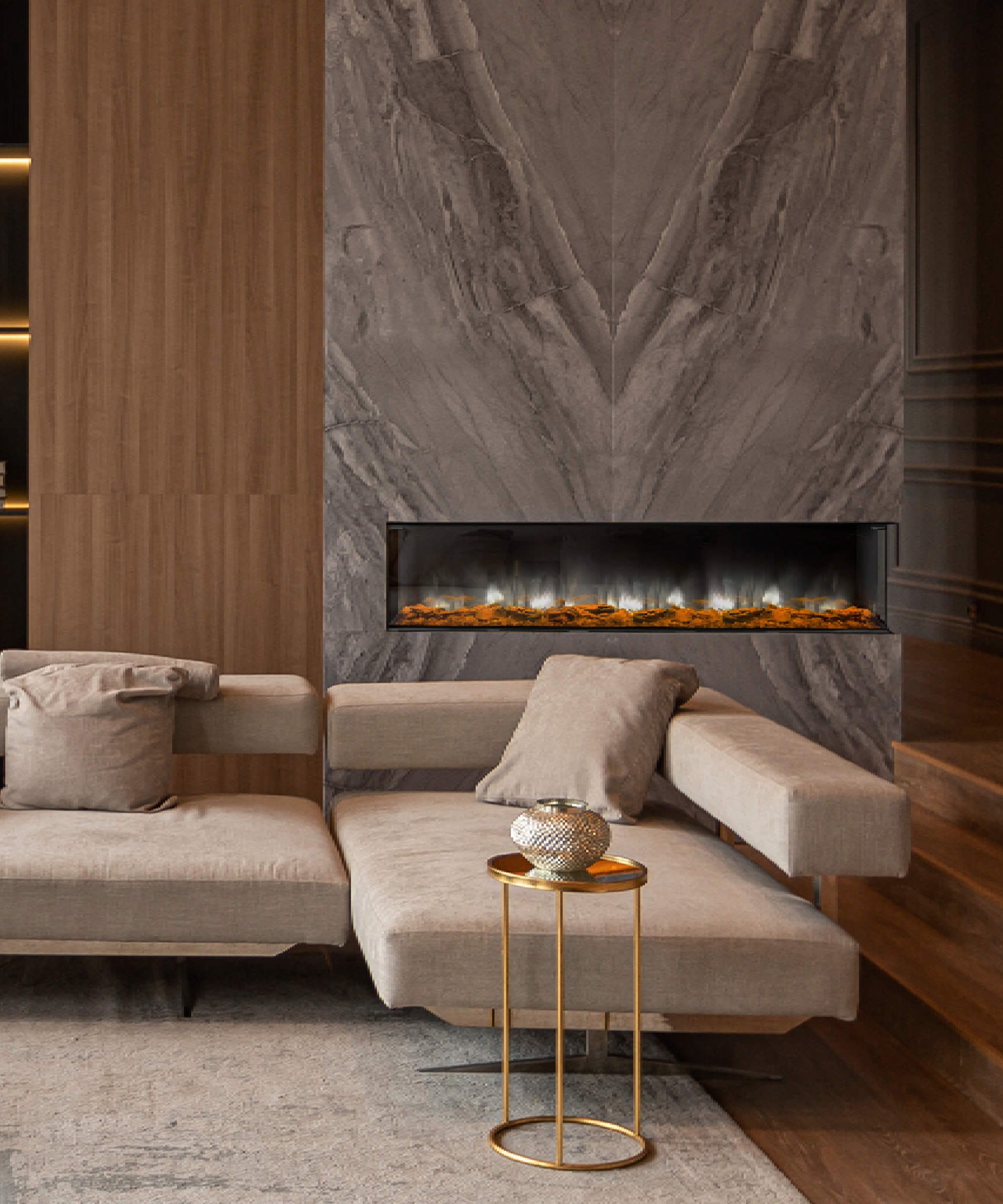 Dynasty Melody 64-Inch Built-In 3 Sided Smart Electric Fireplace [DY-BTS60] (SAK79345)