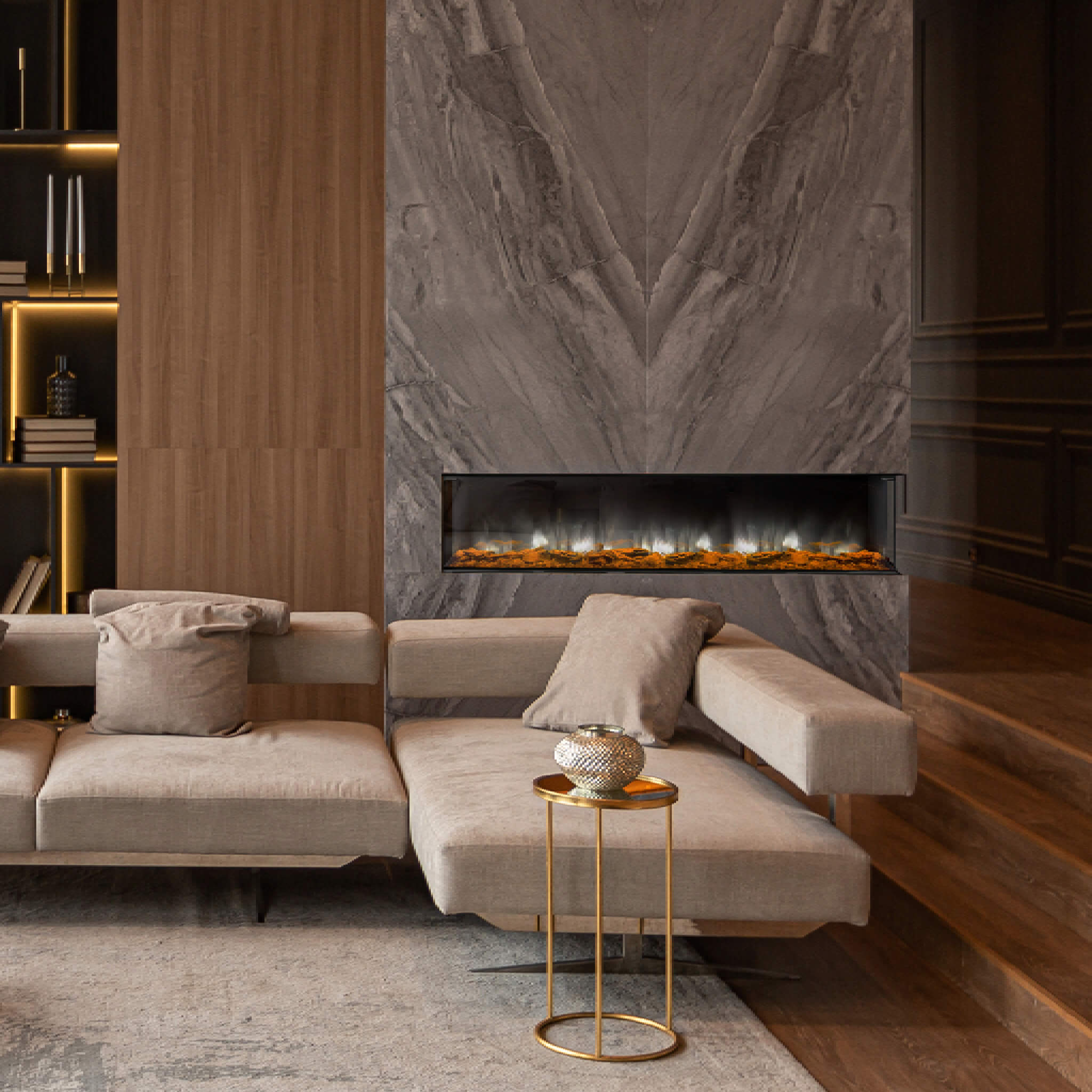 Dynasty Melody 64-Inch Built-In 3 Sided Smart Electric Fireplace [DY-BTS60] (SAK79345)
