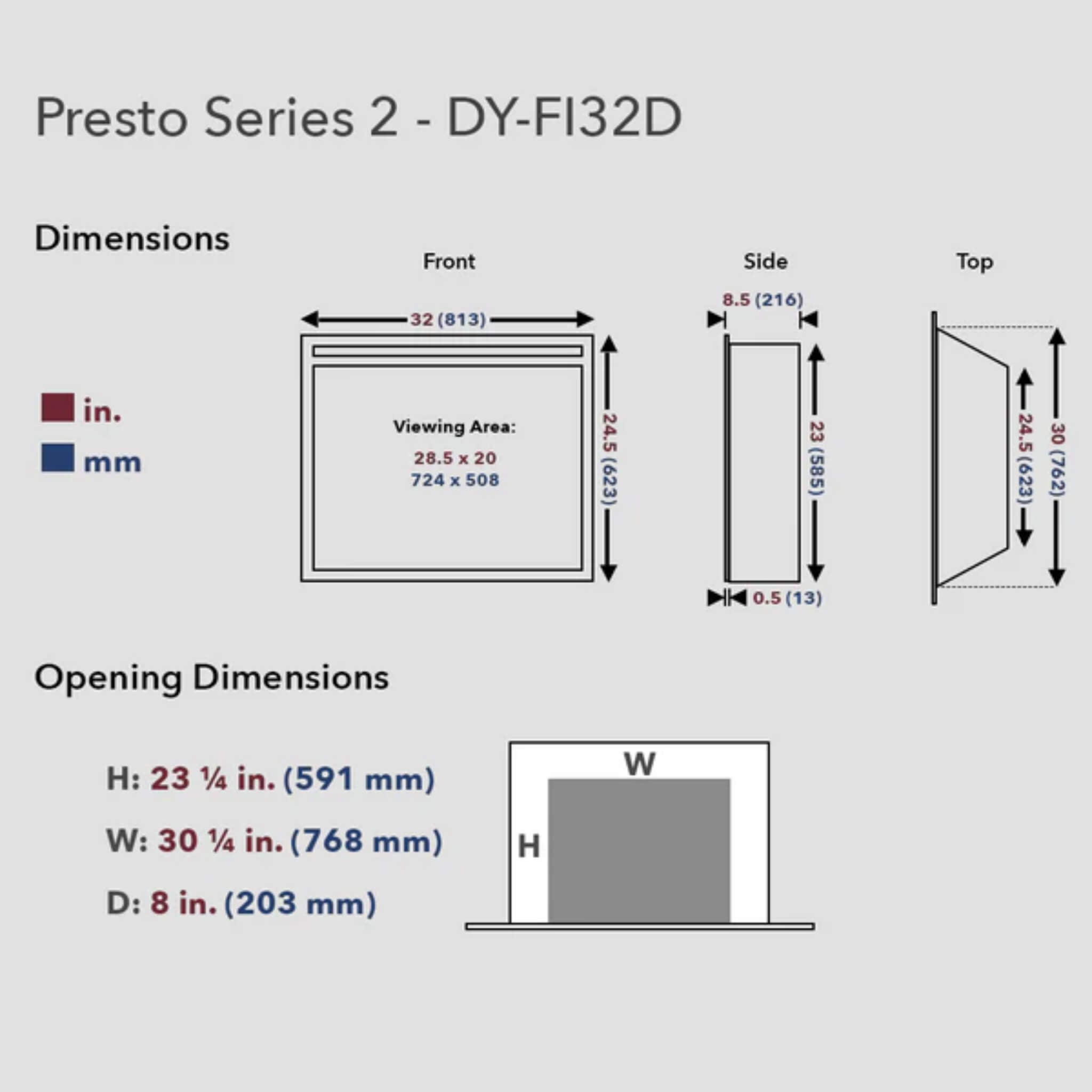 Dynasty Presto 32-Inch Vent Free Electric Firebox Insert With Multifnction Remote Control [DY-FI32D] (SAK54792)