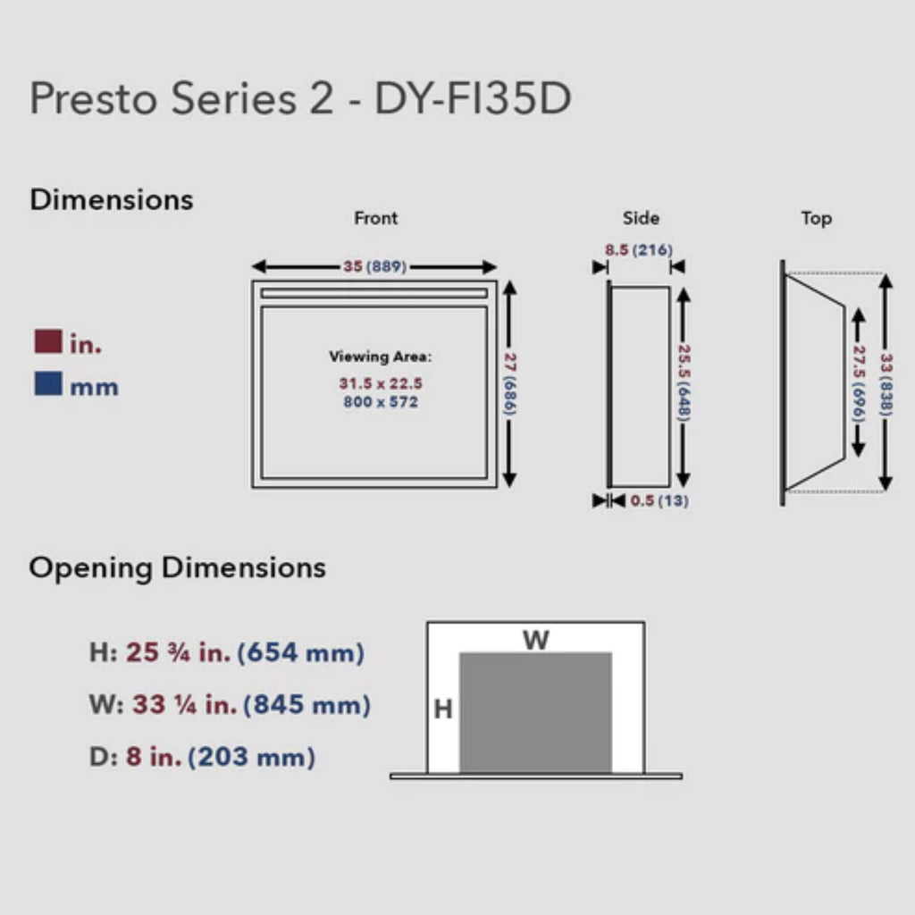Dynasty Presto 35-Inch Vent Free Electric Firebox Insert With Remote Control [DY-FI35D] (SAK86012)
