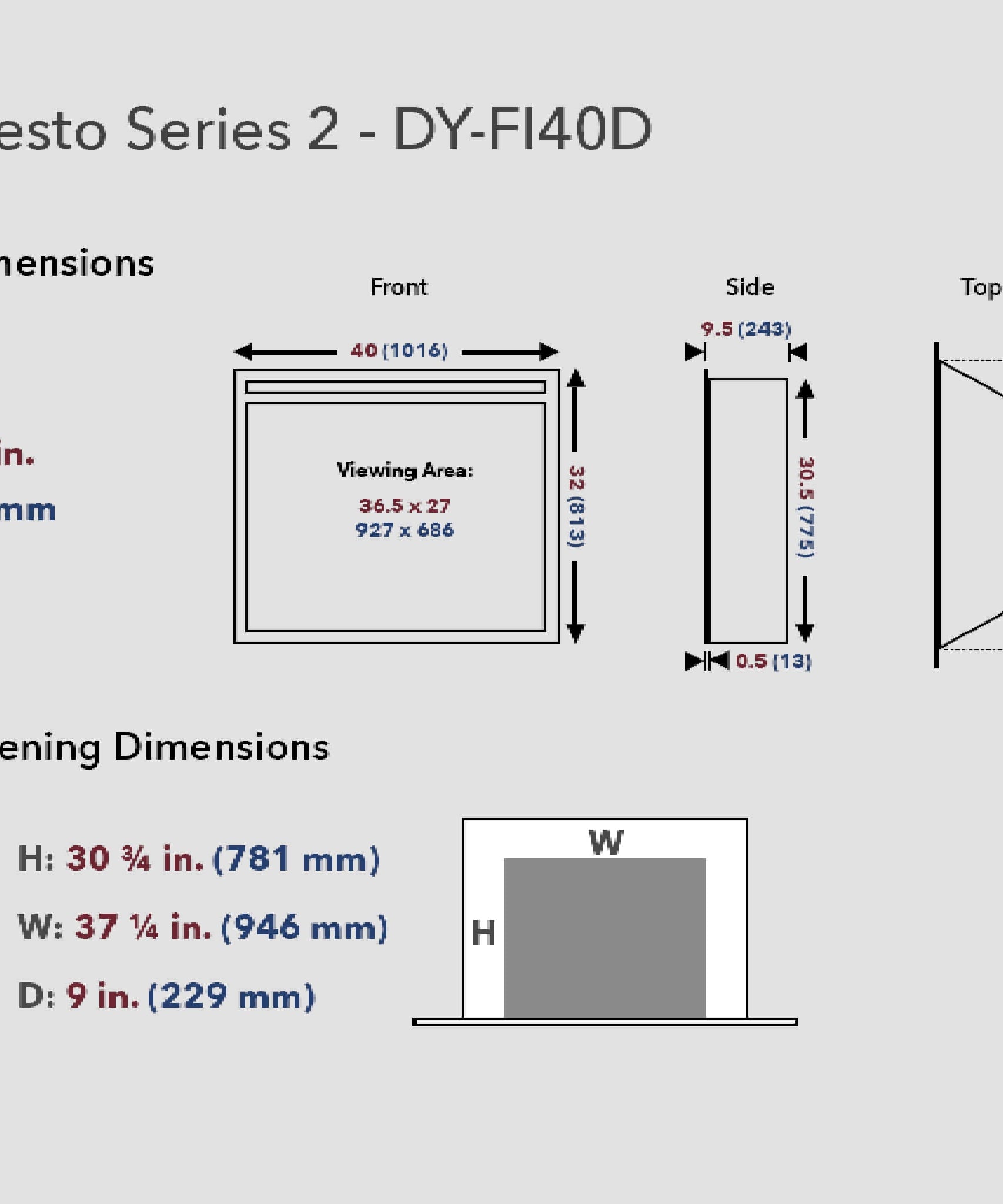 Dynasty Presto 40-Inch Built-In Electric Firebox Insert With Adjustable Flame Settings [DY-FI40D] (SAK40157)