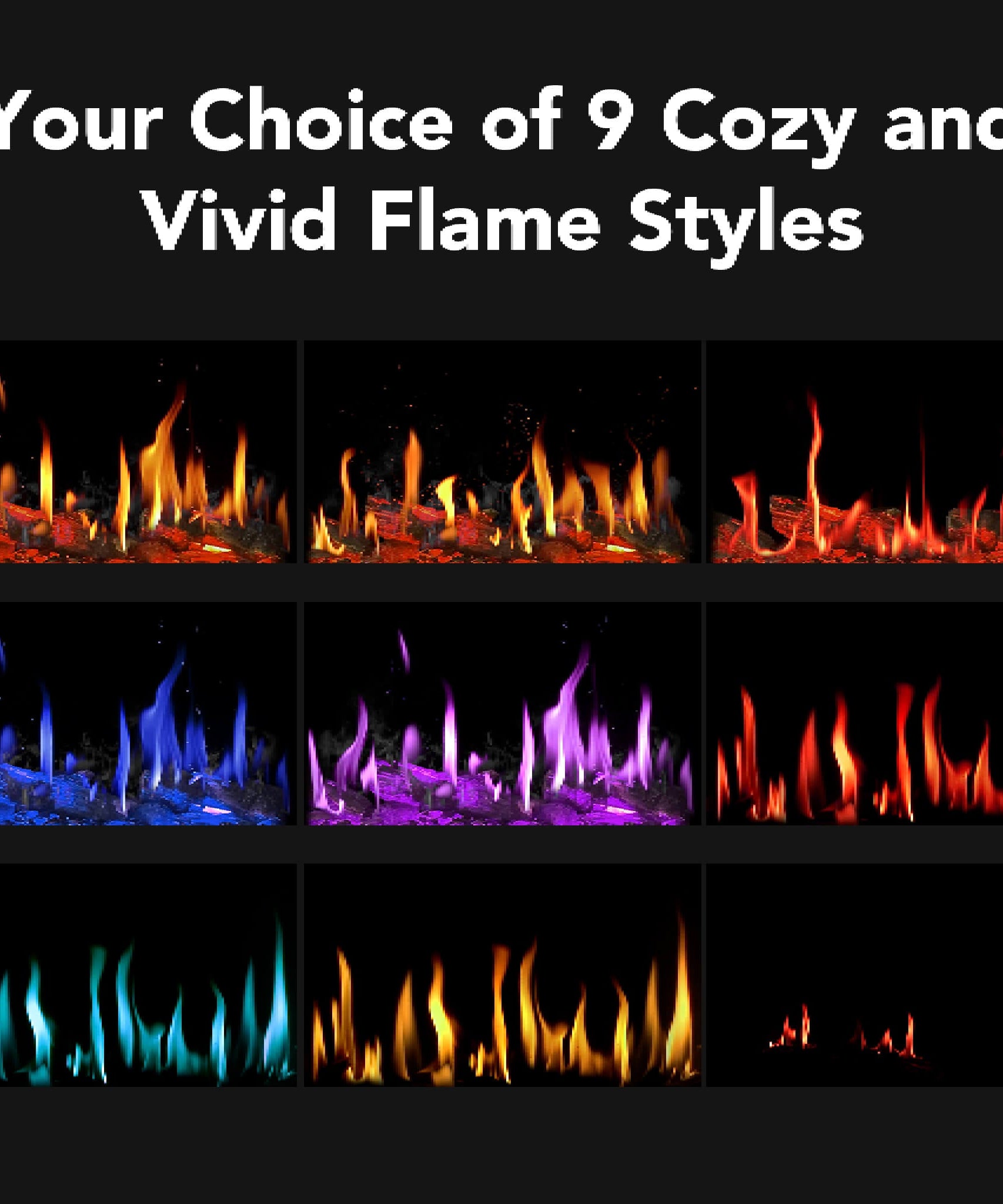 Dynasty Tempo 63-Inch Virtual Linear Electric Fireplace With Multifunction Remote Control [DY-FVX63] (SAK20385)