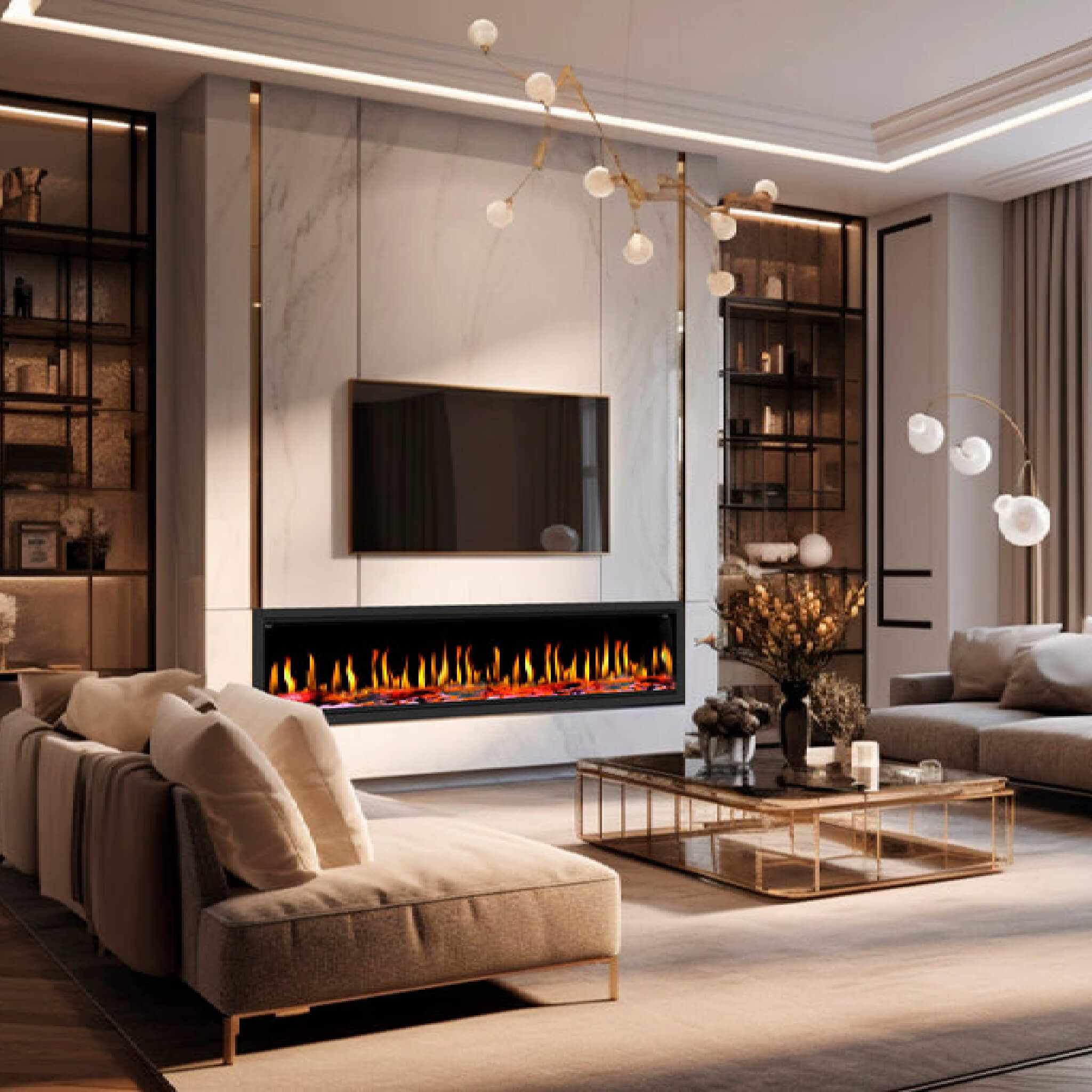 Dynasty Tempo 100-Inch Virtual Linear Electric Fireplace [DY-FVX100] (SAK59234)